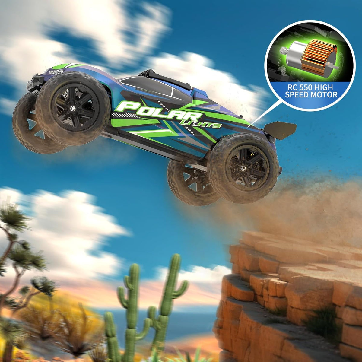 <font dir="auto" style="vertical-align: inherit;"><font dir="auto" style="vertical-align: inherit;"> 1:10 Large RC Car Approx. 46cm – Fast Rear-Wheel Drive 2WD Offroad RC Truck 45km/h with LED Lights, Remote Controlled Car with 2x 2600mAh Battery,