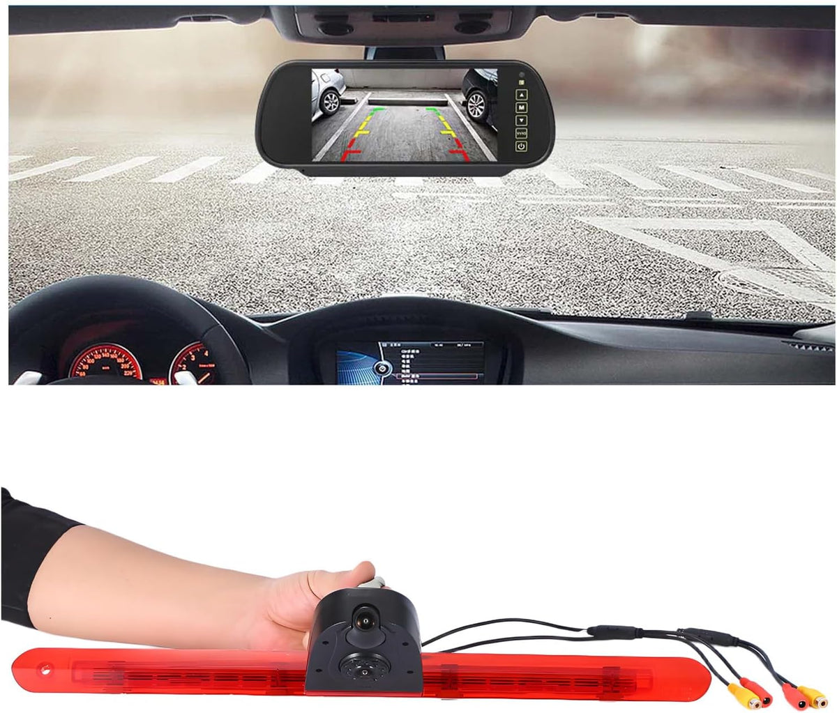 HD Auto IP68 1280Pixels Transporter Remlicht Dak Achteruitrijcamera Achteruitrijcamera met dubbele lens Camera met verstelbare hoek Compatibel met Mercedes Benz Vito/Tourer/Mixto/Panel VanKasten