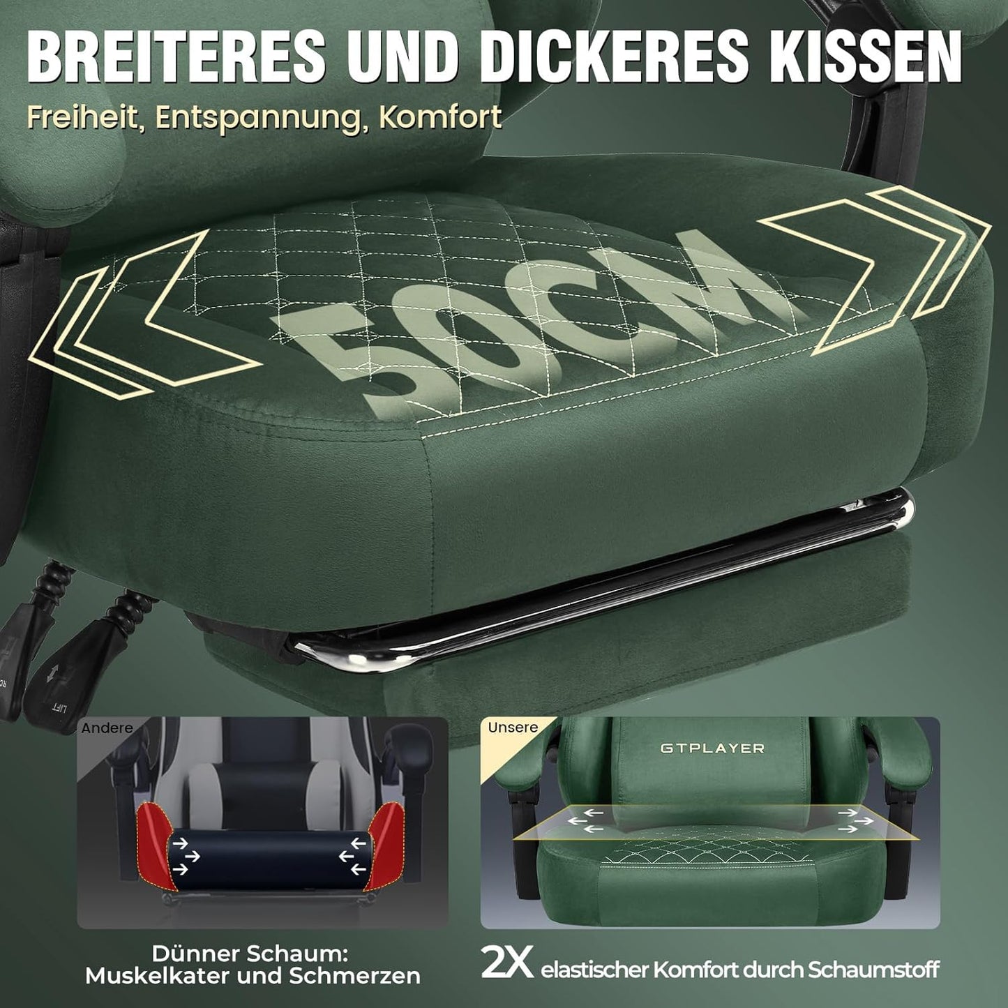 Gamingstoel – Gamestoel – Gaming Chair – Bureaustoel – PC Stoel – Ademend Stof – Verstelbare Voetensteun – Max 150 kg