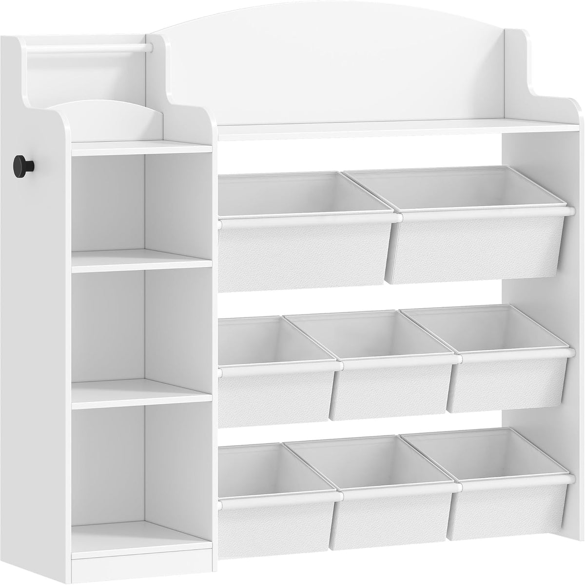 Hzuaneri Children's Bookshelf, Wooden Bookshelf, Toy Shelf with 8 Non-woven Boxes, Suitable for Children's Room, Living Room, Study Room White 30 x 110 x 104 cm KB42003W