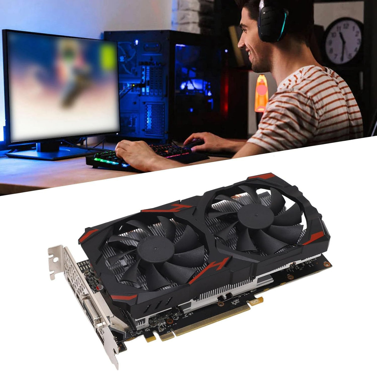 RX 580 8GB Gaming Grafische Kaart Dubbele Ventilatoren Desktop PC Plug-and-Play Stil Hoge Prestaties (580 8G D5)