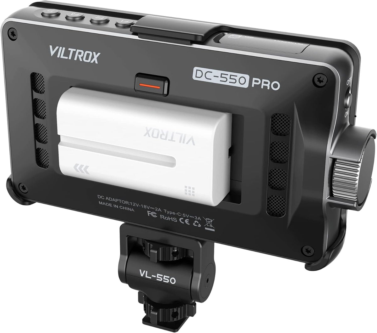VILTROX 5.5 Inch 1200nits 4K 10bit HDMI Field Monitor, Touchscreen 3D LUT Draagbare Videokit Met Batterij, On-Camera RGB Parade Histogram Golfvorm Focus Assist (DC-550 Pro)