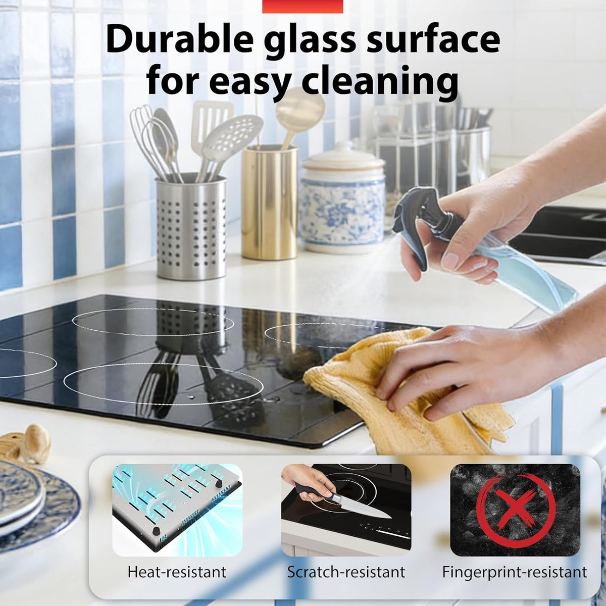 60cm keramische kookplaat 4 zone, 6000W elektrische kookplaat, slider touch control, enkele zone verwarming, ingebouwde kookplaat