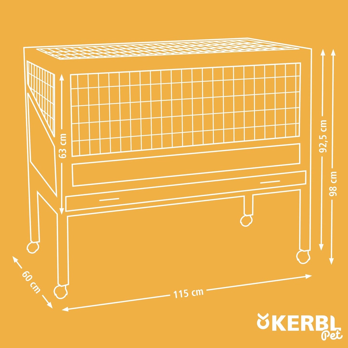 Kerbl Pet Kerbl Indoor Deluxe 82725 Small Animal Cage 115 x 60 x 92.5 cm with Wheels for Hamsters / Guinea Pigs etc.) - QUORE