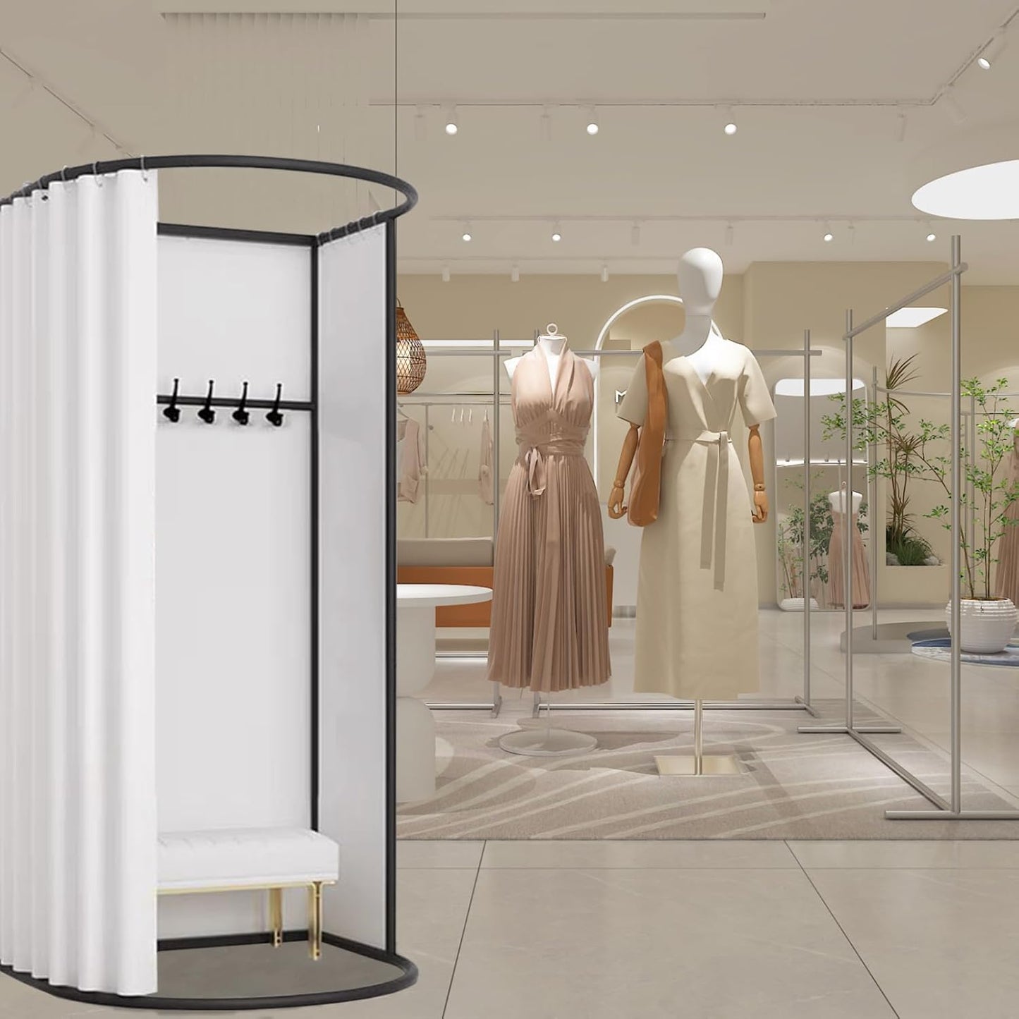 Kledingwinkel Fitthing Room, draagbare kleedkamer voor boetiek, beweegbare kleedkamer met schaduwgordijn, tijdelijke mobiele Prvacy bescherming kleedkamer, 78 x 39 x 94 cm