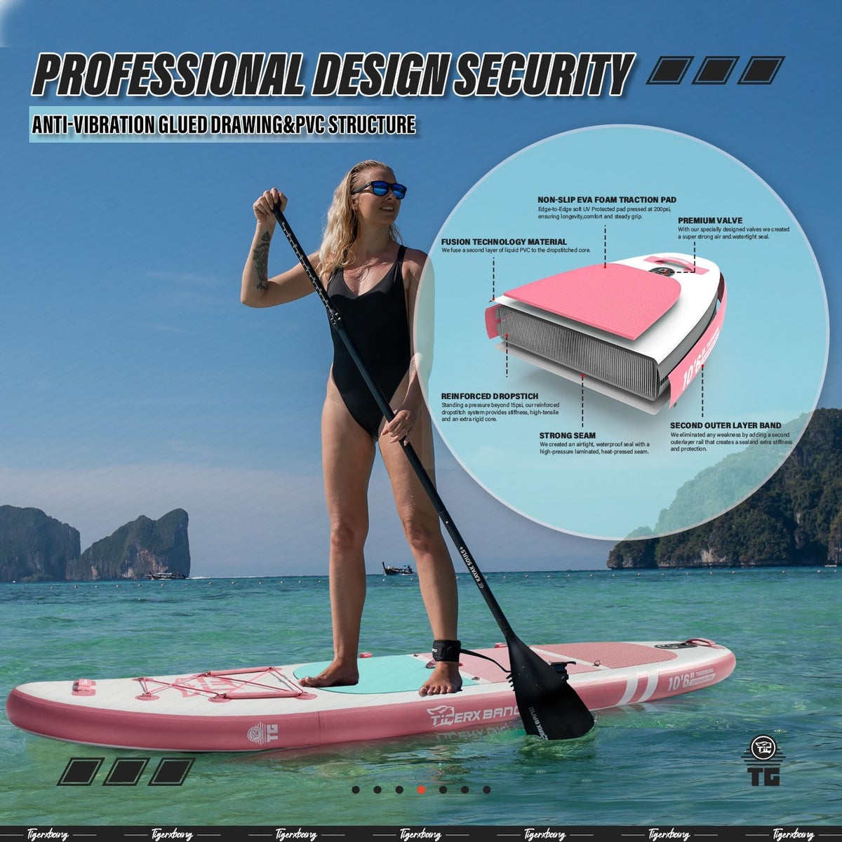 TIGERXBANG Stand Up paddleboards 323 x 81 x 15 cm丨305 x 76 x 15 cm met hoogwaardige board-accessoires, opblaasbare paddleboards voor volwassenen/kinderen, staand paddleboarden