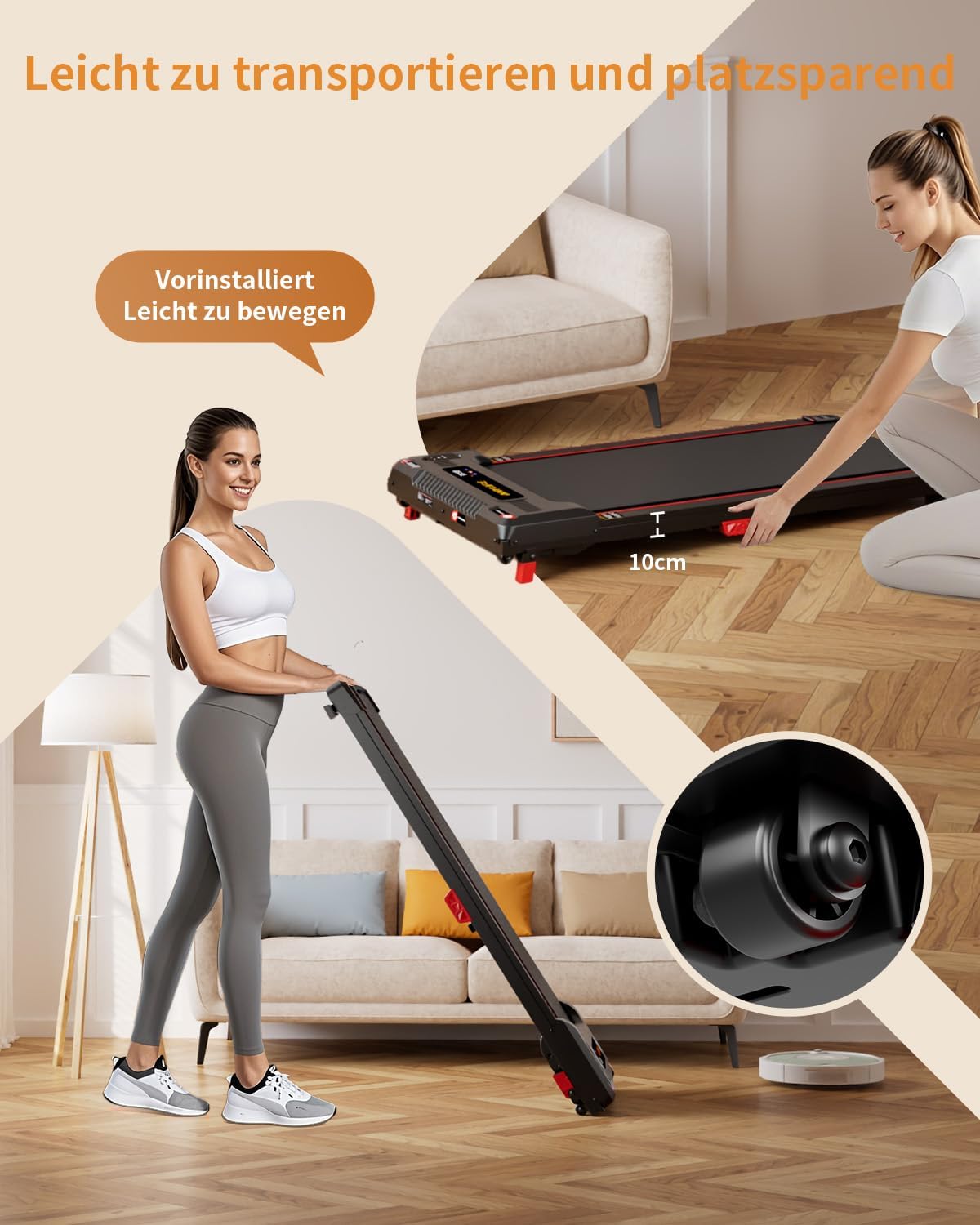 Anylife treadmill, desk walking pad, ramp runner, compact Treadmill, running machine, silent running mat, LED display, treadmill for home 150kg - QUORE