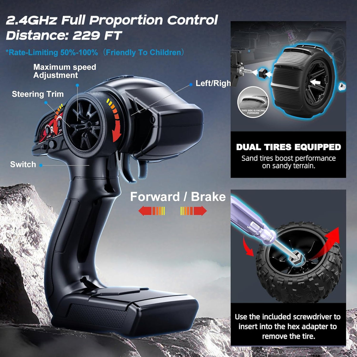 <font dir="auto" style="vertical-align: inherit;"><font dir="auto" style="vertical-align: inherit;"> YESHIN 1:14 Remote Controlled Car, 4WD RC Car, 40+km/h, High Speed Monster Truck, for Kids and Adults, 2.4GHz, All-Terrain Racing Car with 2 Rech