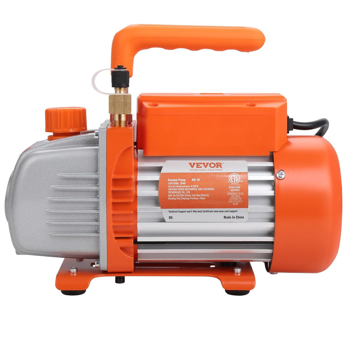 Vacuümpomp – Vacuümpompset – HVAC-pomp – Aircopomp – Manometerset – 4 CFM Capaciteit – 1/4 HP Motor