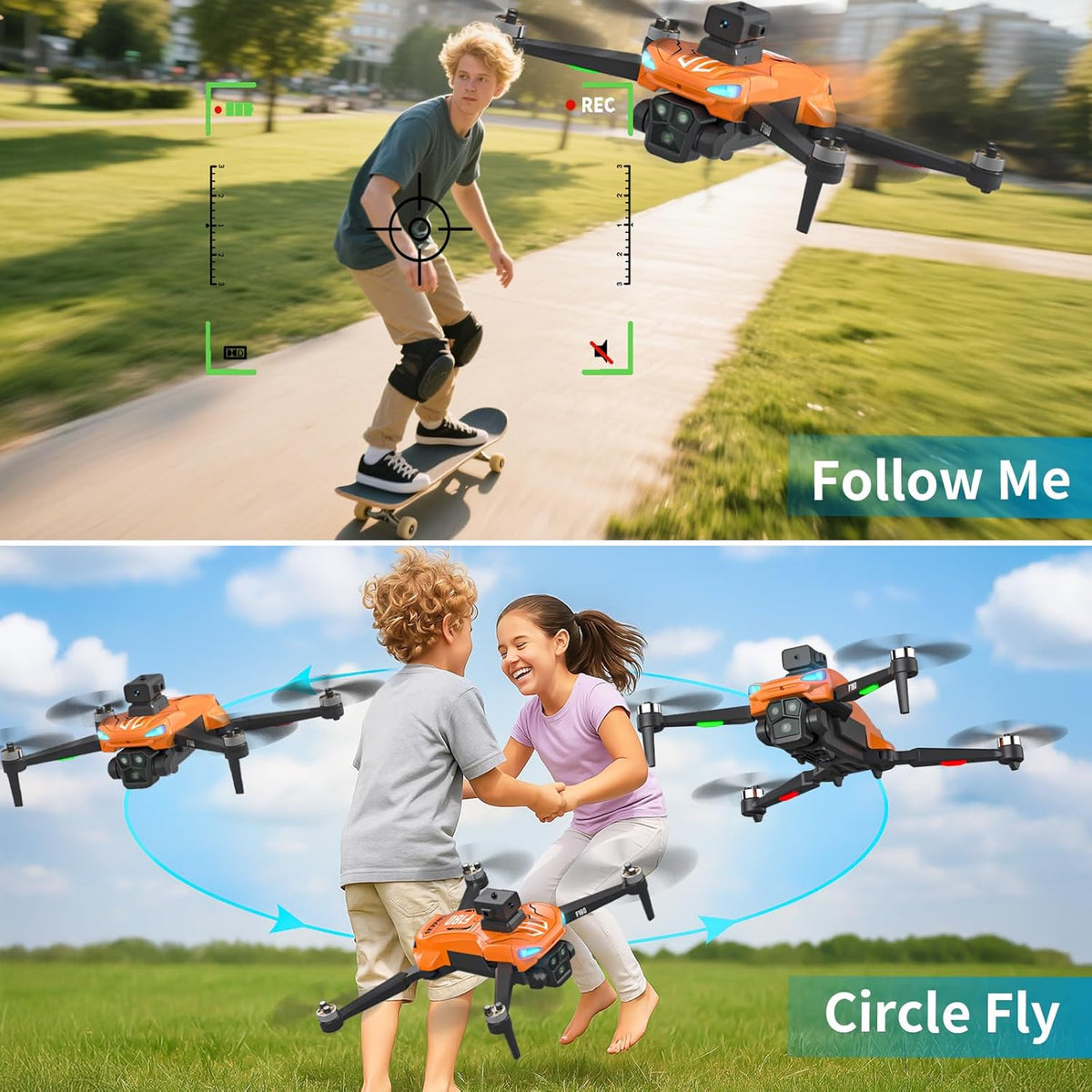 GPS Drone Met 4K Camera Voor Volwassenen, 4,5" Afstandsbedieningsscherm, Automatische Obstakeldetectie, 22 Minuten Vliegtijd, Opvouwbare FPV RC Quadcopter Met Volg-Me, Cadeau Voor Beginners