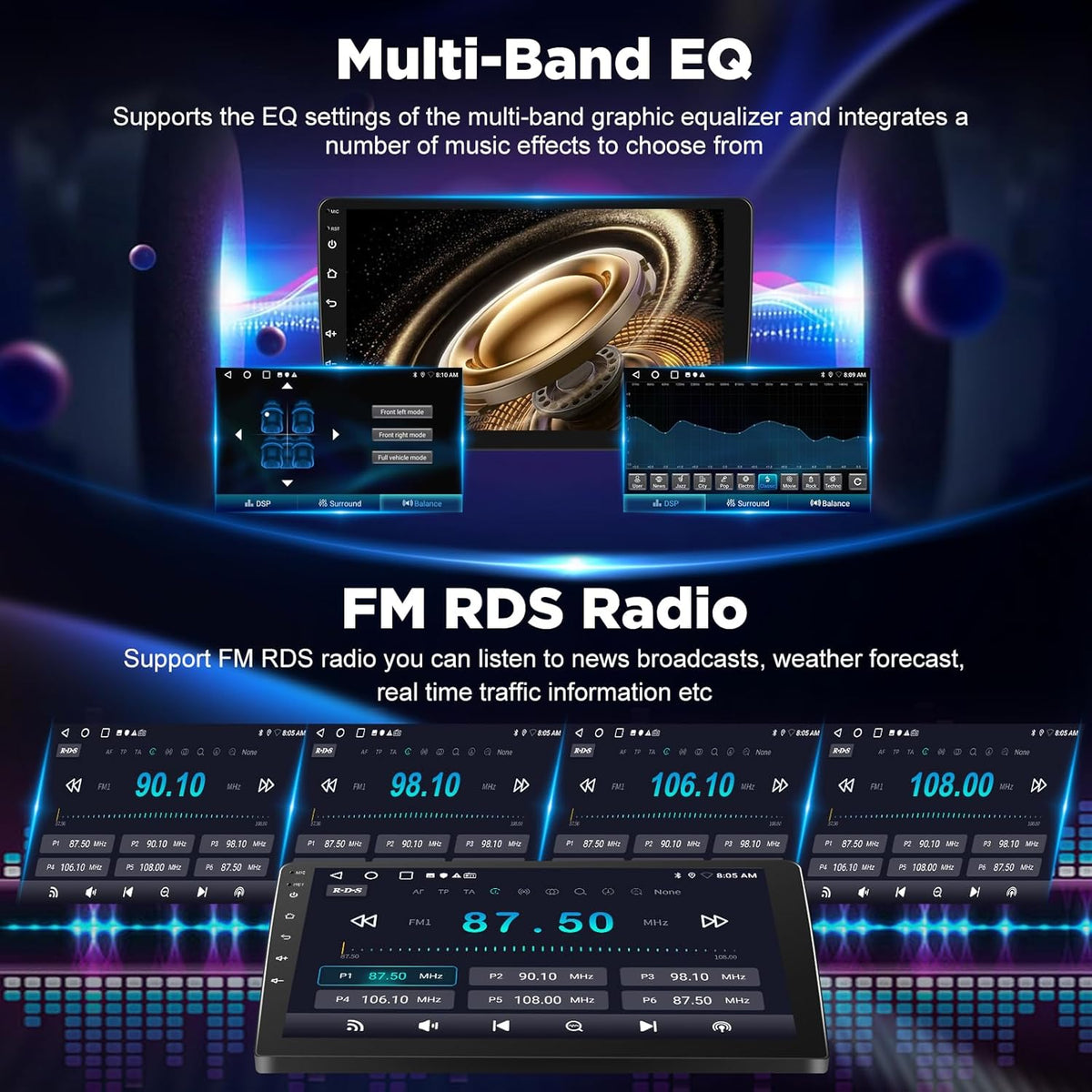 2G+64G Android Car Stereo for Mercedes Benz Sprinter W906 W169 W245 W639 Vito Viano, Wireless Carplay & Android Auto 9 Inch Touchscreen Radio with WiFi/GPS/Bluetooth/EQ/FM RDS Radio+Backup Camera
