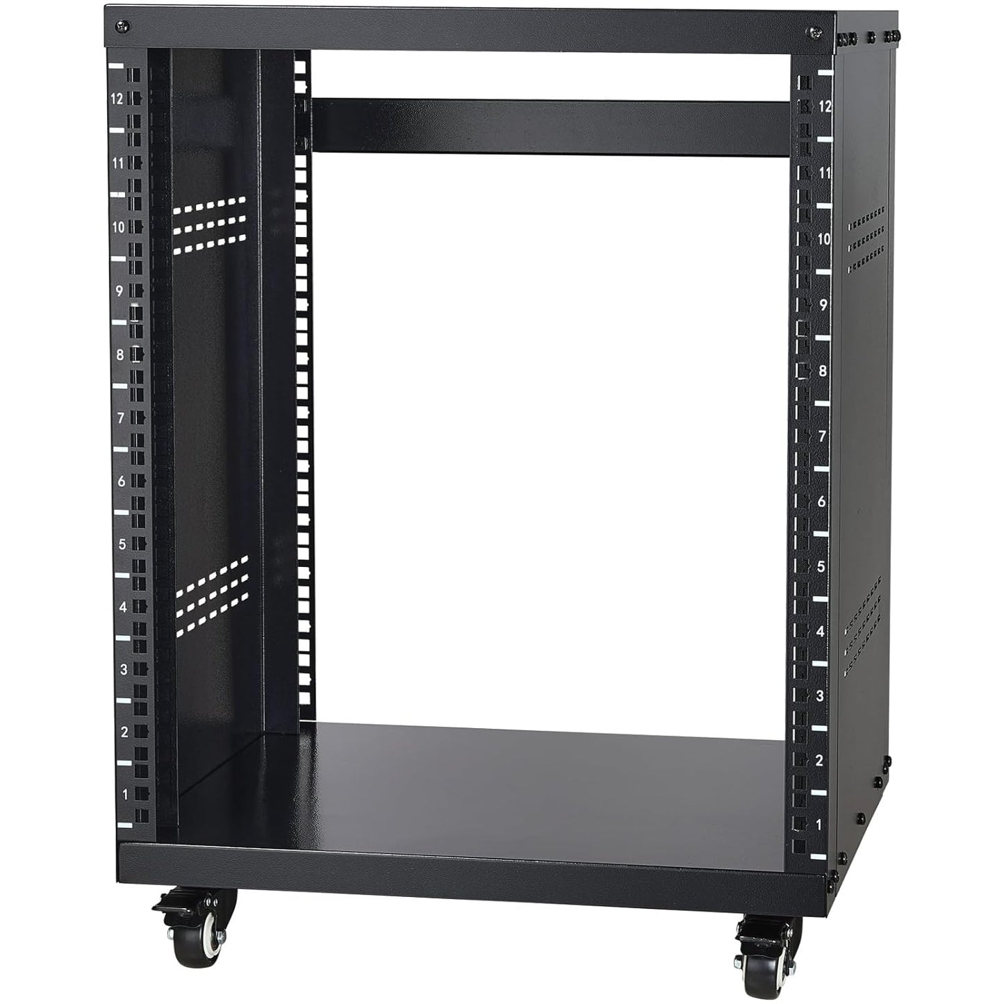 VEVOR 12U AV-rackstandaard, 500 lb-capaciteit, netwerkstereo-opname studiorek met afsluitbare zwenkwielen ronde en vierkante gaten, speciale ventilatieopeningen voor 19 inch audio video muzikale en