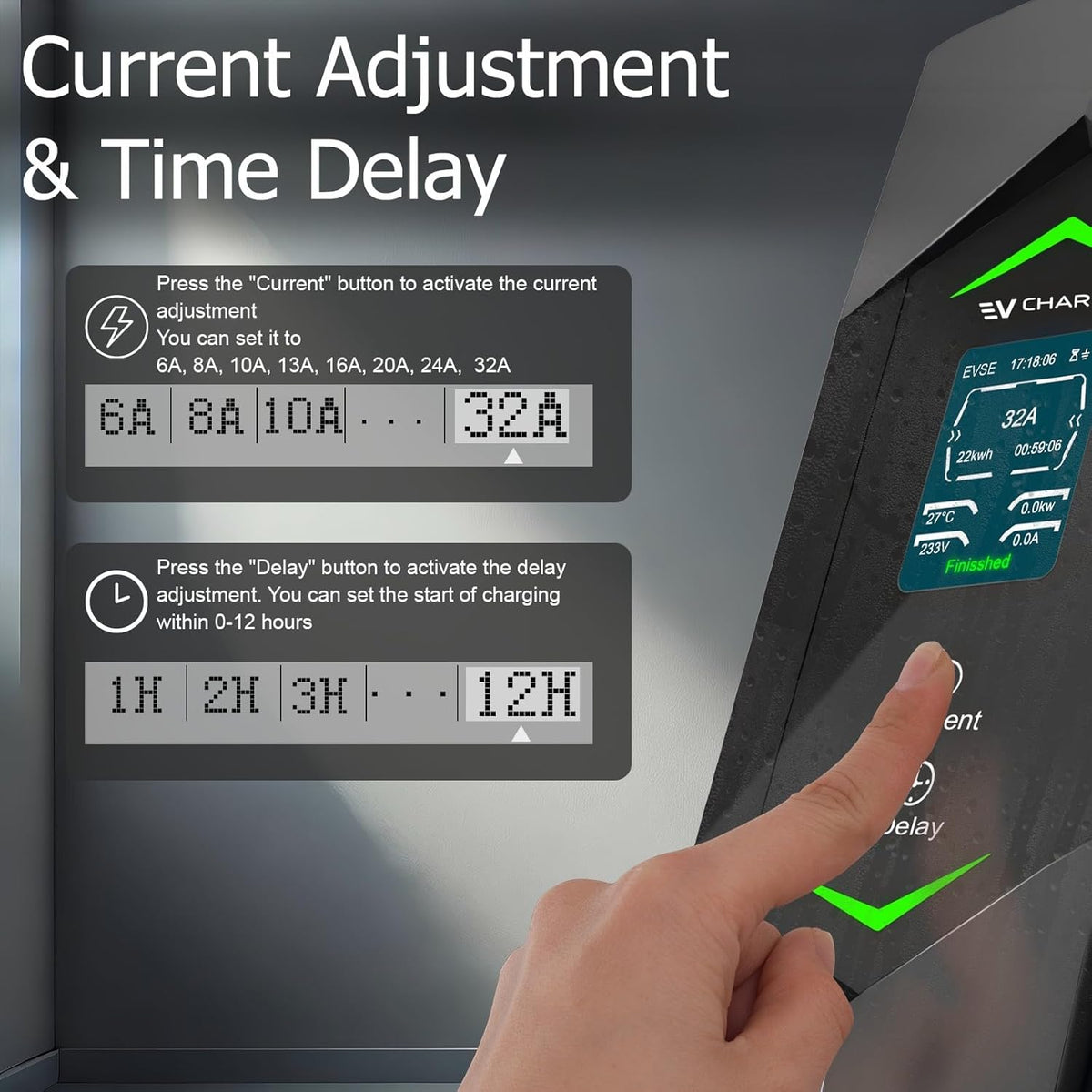 Laadkabel Type 2 – EV Oplaadkabel – Elektrische Auto Kabel – Snellader Kabel – Plug-in Hybride Kabel – 22 kW 3-Fase – Instelbare Stroomsterkte Met Digitaal Display