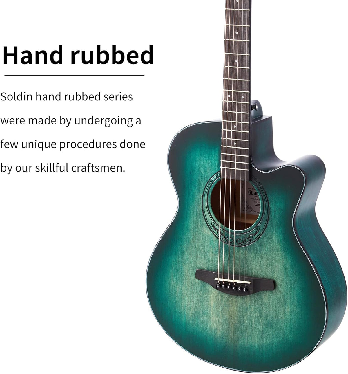 40 Inch Akoestische Gitaar Premium Solid Spar Top Cutway Acustica Guitarra Bundel kit Met Gig Bag, Gitaarstandaard, Tuner, Strap, Capo, Snaren, Reinigingsdoek en Pickts (Nijlblauw)