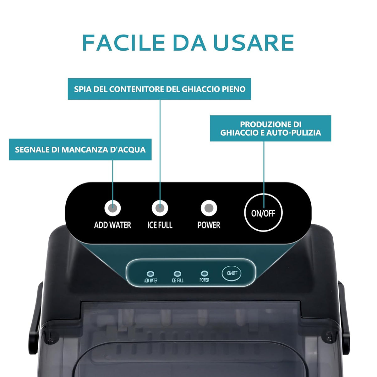 EUHOMY IJsblokjesmachine 12 kg/24 uur, 9 ijsblokjes in 6 minuten, zelfreinigende ijsmachine, met handvat, schep, mand, zwart, 45 dB