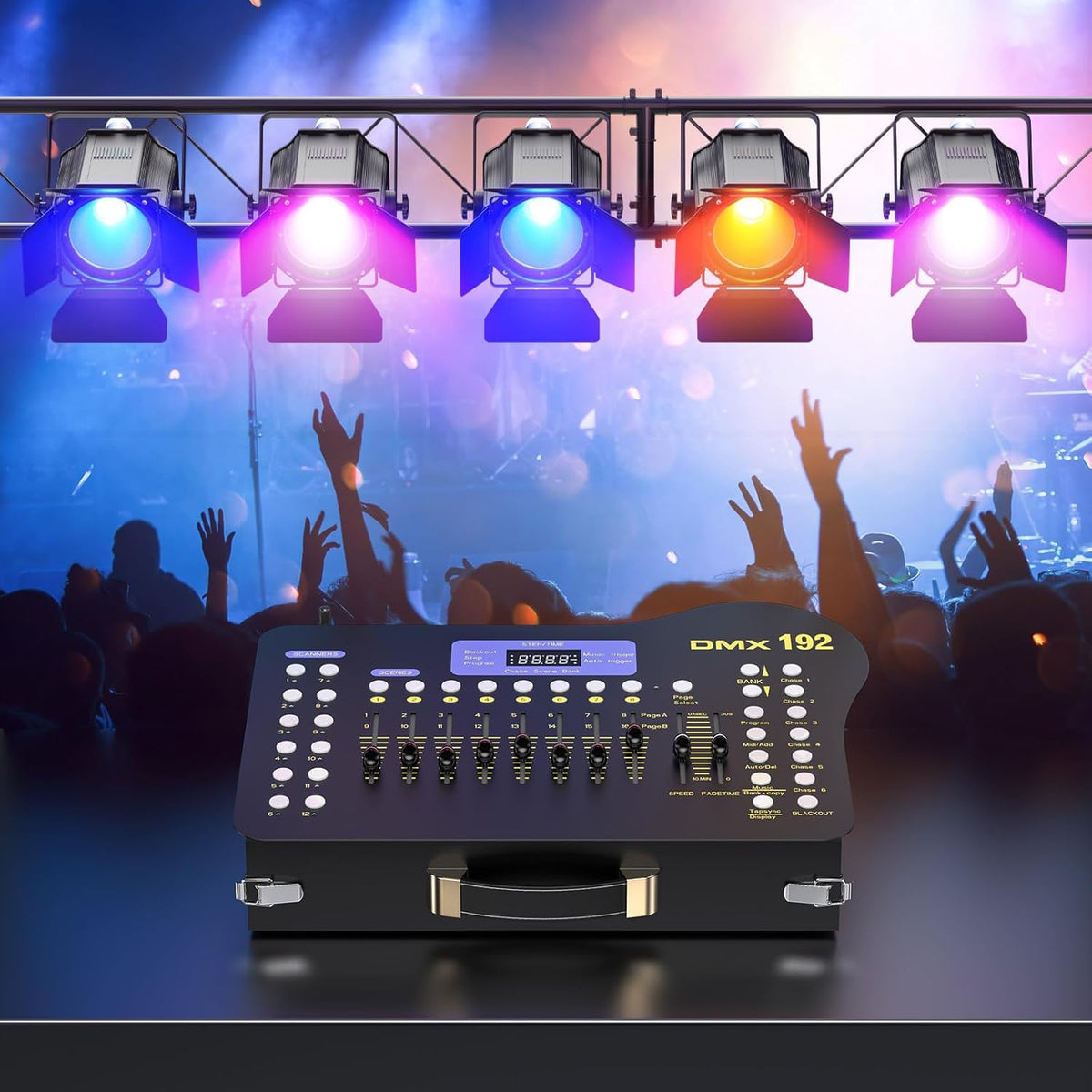 Draadloze DMX-controller – DMX512-controller – DJ-controller – Lichttafel – Lichtcontroller – 192 Kanalen – Met Zender En 4 Ontvangers