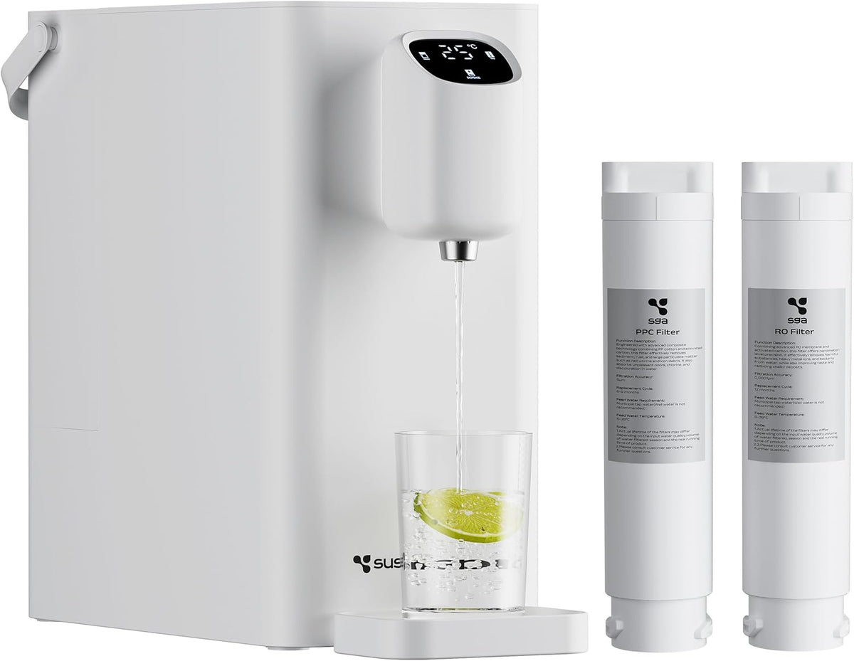 RO Warmwaterdispenser, 2,4 l watertank, zelfreiniging, 5 temperatuurniveaus, 3 s verwarming, 4-traps filter, intelligente veiligheidsfuncties