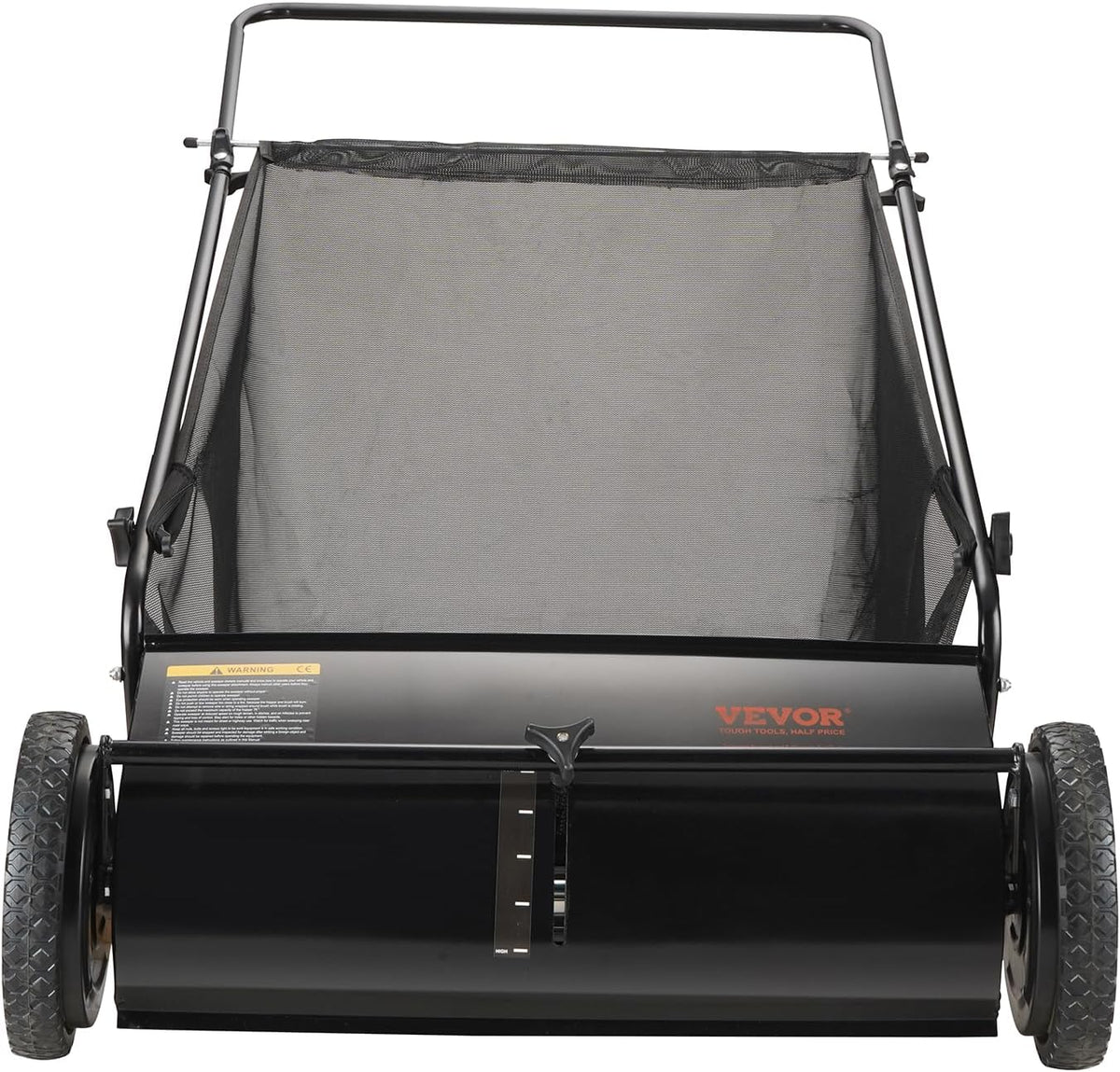 Duwgazonbezem – Tuinveger – Bladveger – Gazonveger – Veegmachine – Grote veegbreedte 66 cm – Robuust stalen frame met 2,1 m³ opvangzak