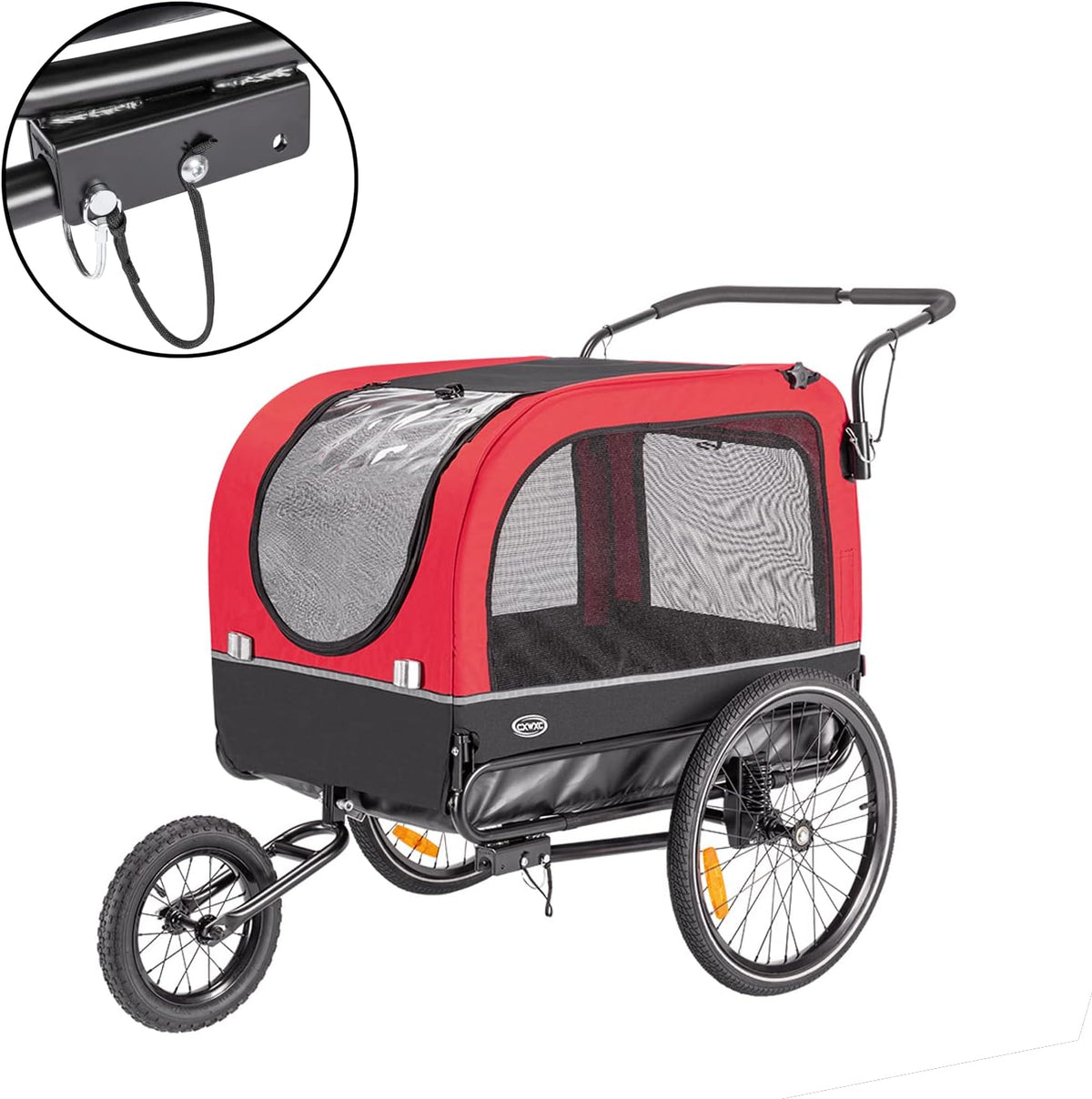 CXWXC Fietskar voor honden, 2-in-1, fietsaanhanger & jogger, hondenwagen met schokdemper, hondenaanhanger, maximale belastbaarheid 40 kg