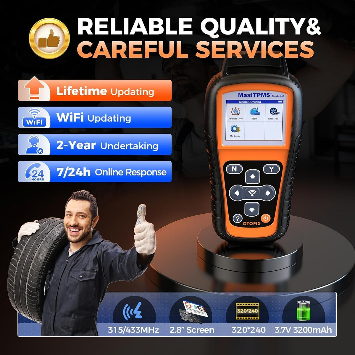 TPMS Tool – Banden Sensor Tester – TPMS Programmer – Banden Spanning Monitor – TPMS Resetter – Ondersteunt MX-Sensoren 315/433 MHz – Gratis Levenslange Wifi Updates - QUORE