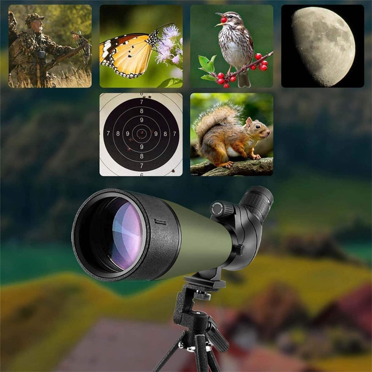 Gosky BAK4 Spotting scope, schuine spotting voor het schieten van doelen, jacht, vogelobservatie, wildobservatie, met smartphone-adapter en camera-adapter voor Nikon