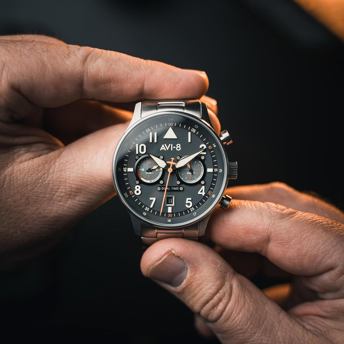 AVI-8 Hawker Hurricane Carey AV-4088, 43,5 mm, Japans kwarts-pilotenhorloge met lederen of roestvrijstalen band