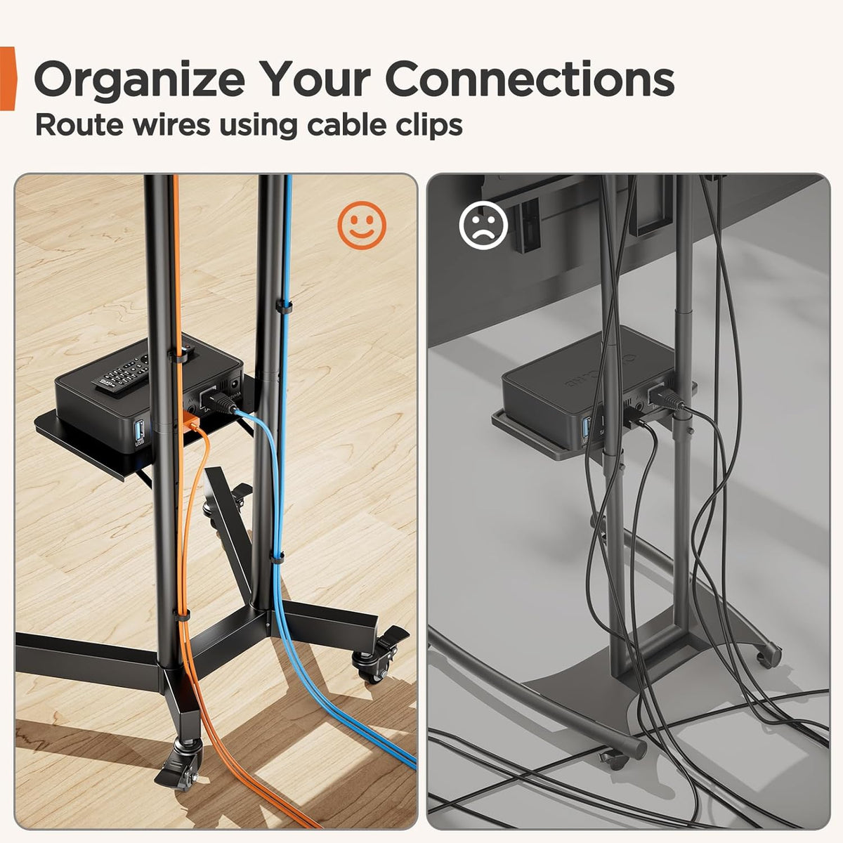 Mobiele Tv-standaard Op Wielen – Tv Kar, Tv Statief, Tv Trolley, Tv Wagen – Voor 32-85 Inch, Tot 60 Kg – In Hoogte Verstelbaar Met Vergrendelbare Wielen