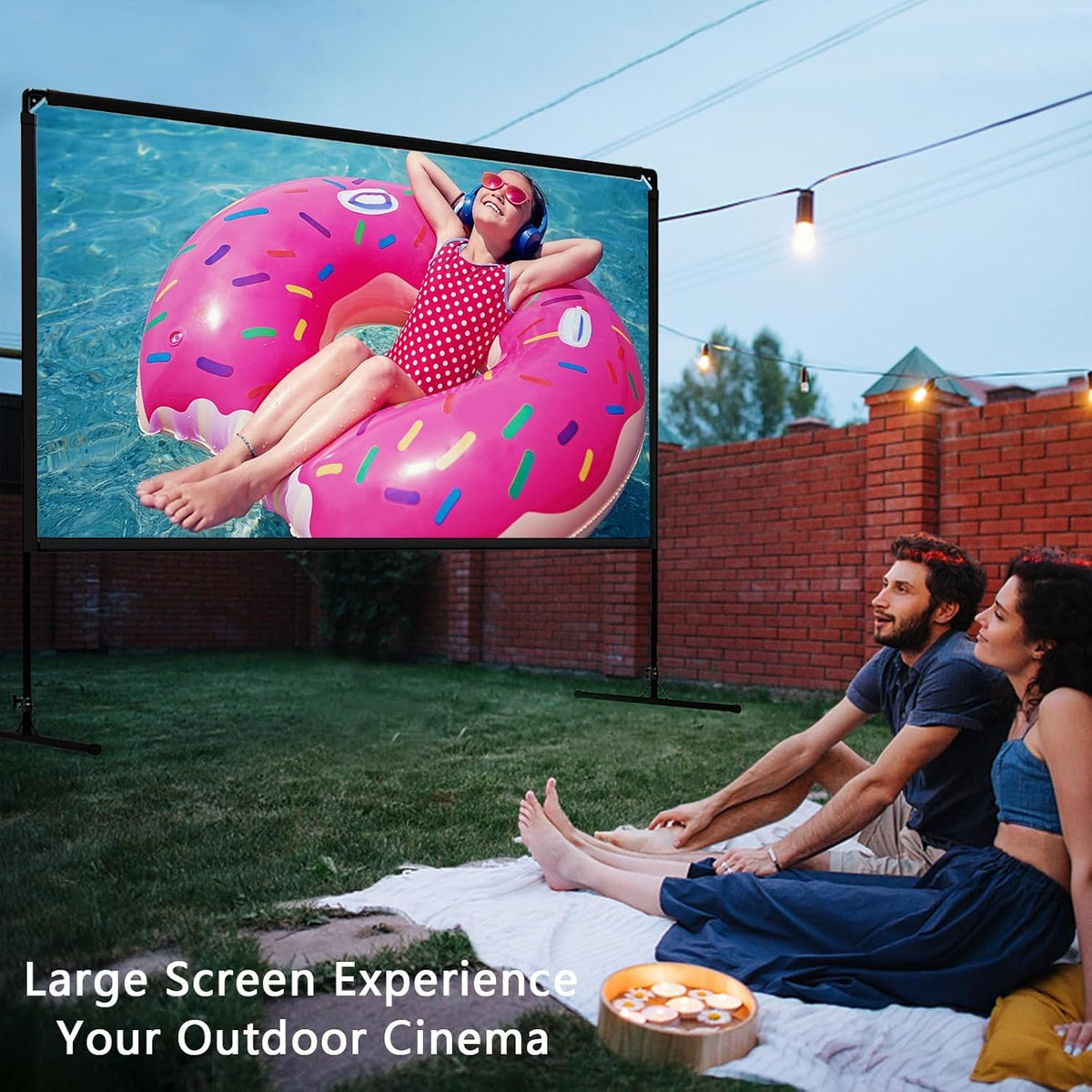 GT GETCO TECH 16:9 indoor outdoor beamer scherm en statief, draagbare HD-beamer scherm, achterste bioscoopscherm met draagtas