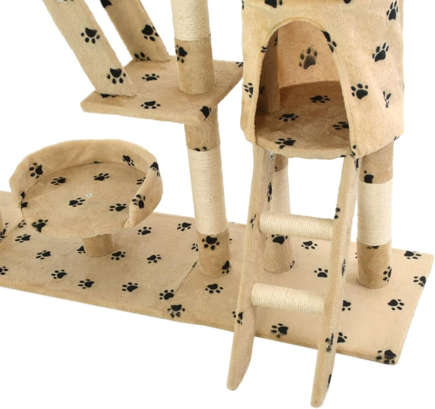 Krabpaal Kat – Krabboom Kat – Kattenboom – Speelboom Kat – Krabmeubel Kat – Met Sisal Touw Beklede Krabpalen – Verstelbaar 230-250 cm Hoog – Comfortabele Mandjes en Huisjes