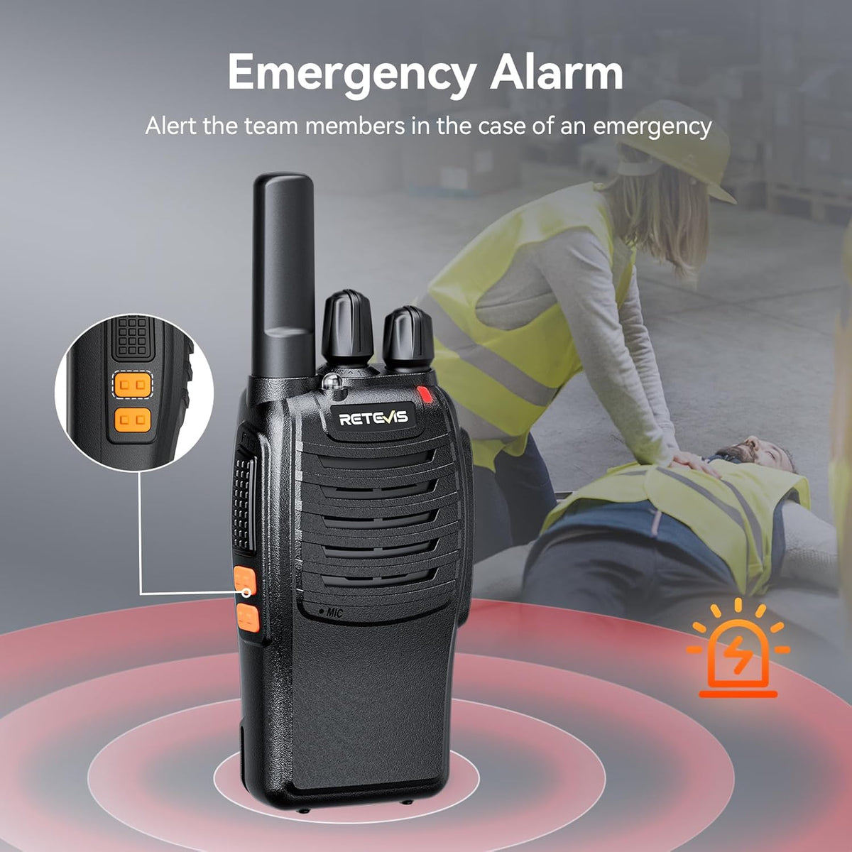 Retevis H777 Portofoons met Oortelefoon, Langeafstandsradio, VOX Handsfree, Ingebouwde Zaklamp, Zakelijke Portofoons voor Restaurants, Scholen (Zwart, 10 Stuks)