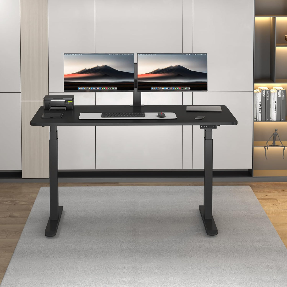 AIMEZO Electric Height Adjustable Desk Frame with Dual Motors, 4 Memory Control and Anti-Collision Protection, Load Capacity up to 120kg, Black - QUORE