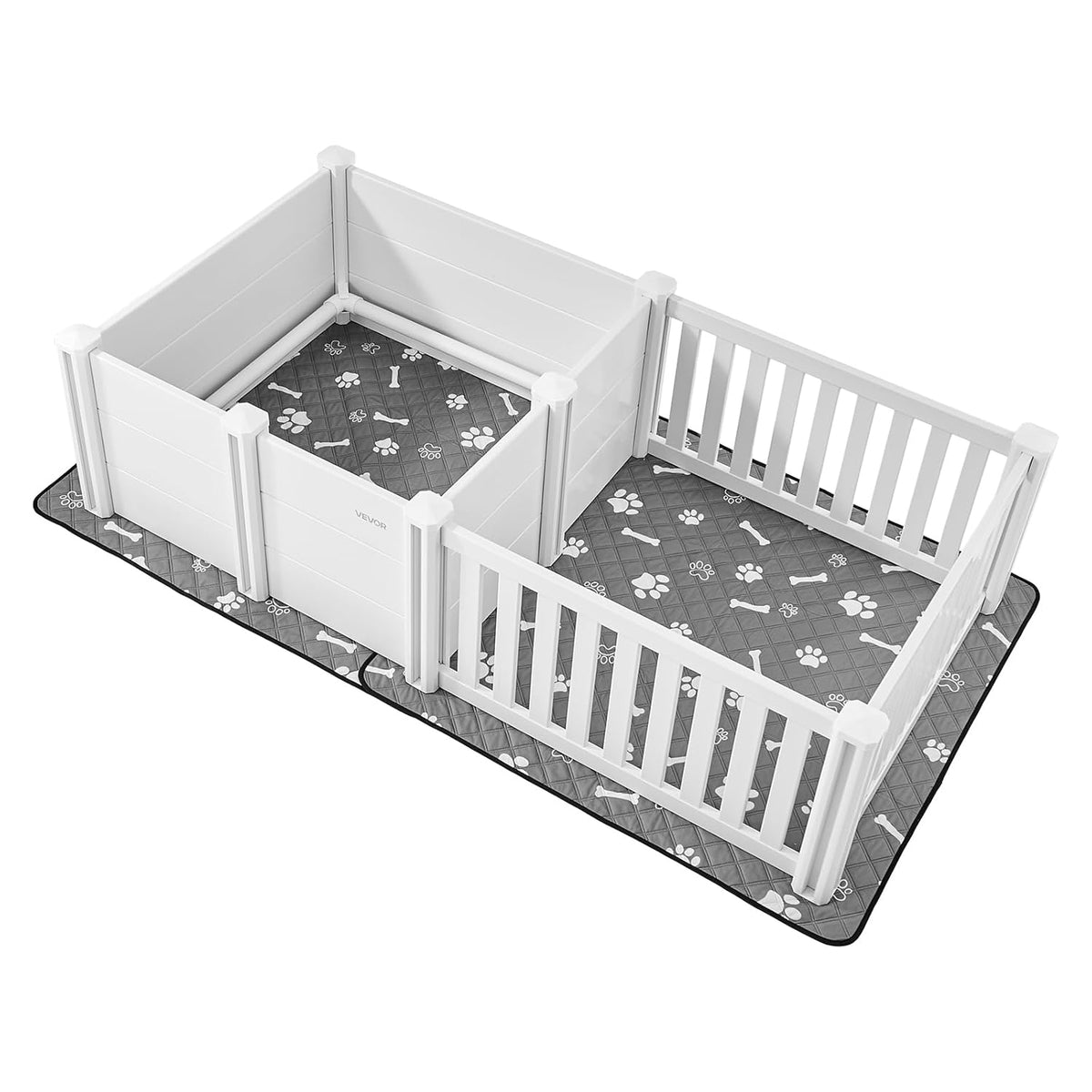 VEVOR Hondenwippelbox, 185,4 x 96,5 x 50 cm, plastic hondenpoepenpen met verstelbare hoogtedeur, puppybox met waterdichte plasmat, gemakkelijk schoon te maken, duurzame geboortekit voor huisdieren