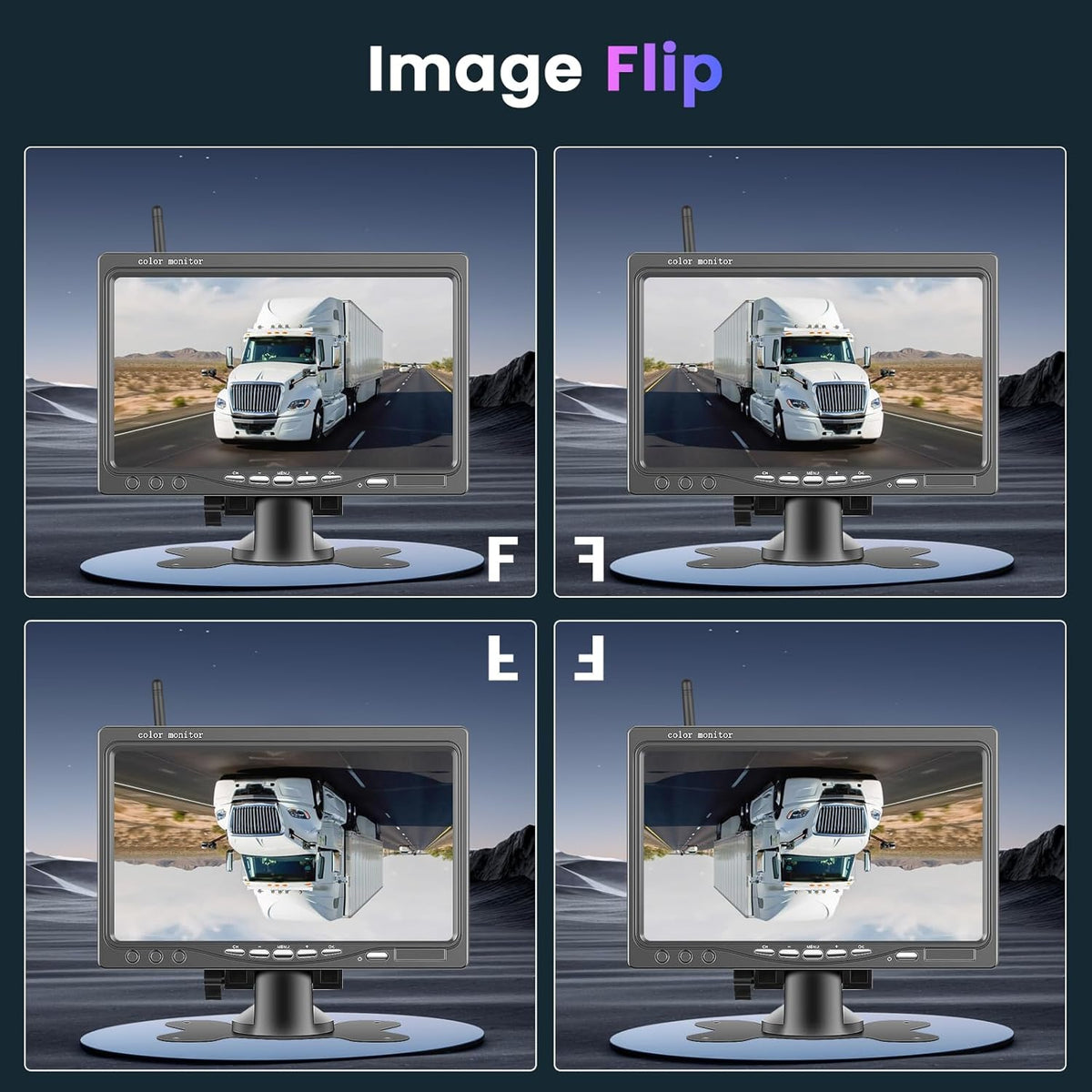 Draadloze Achteruitrijcamera (Dual) met 7-inch HD IPS Monitor, IP68 Waterdichte Auto Achteruitrijcamera voor Auto, Vrachtwagen en SUV Bestelwagens