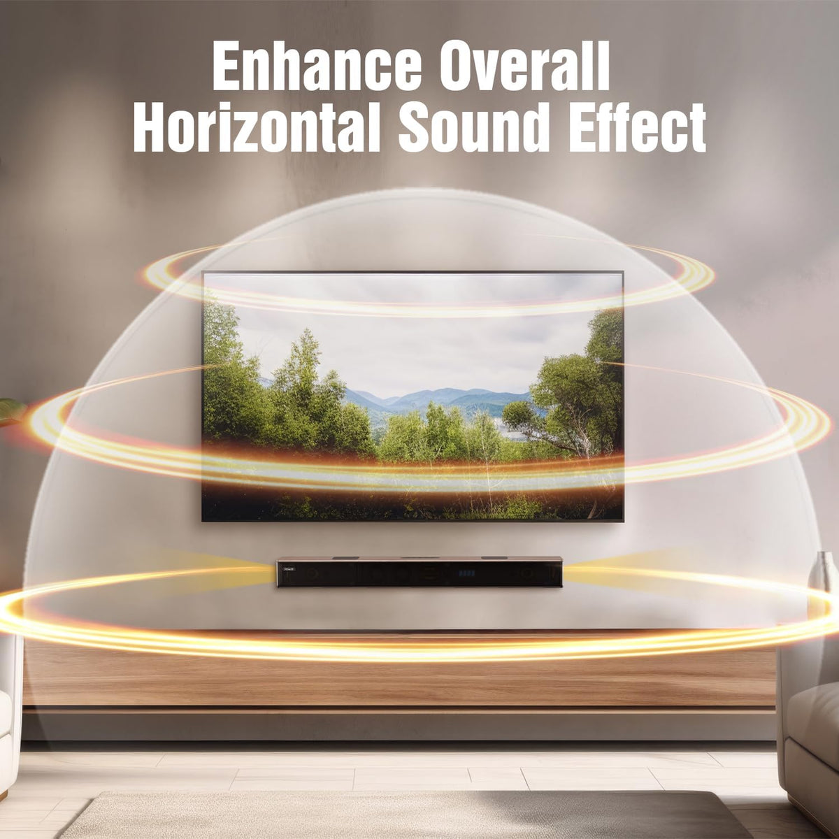 Hiwill WoNoble A502 5.2.2-kanaals Dolby Atmos-soundbar van hout, voor smart-tv met dubbele ingebouwde subwoofer, HarmonicX Sound Processing ClearVoice, surround sound-systeem voor tv-luidsprekers