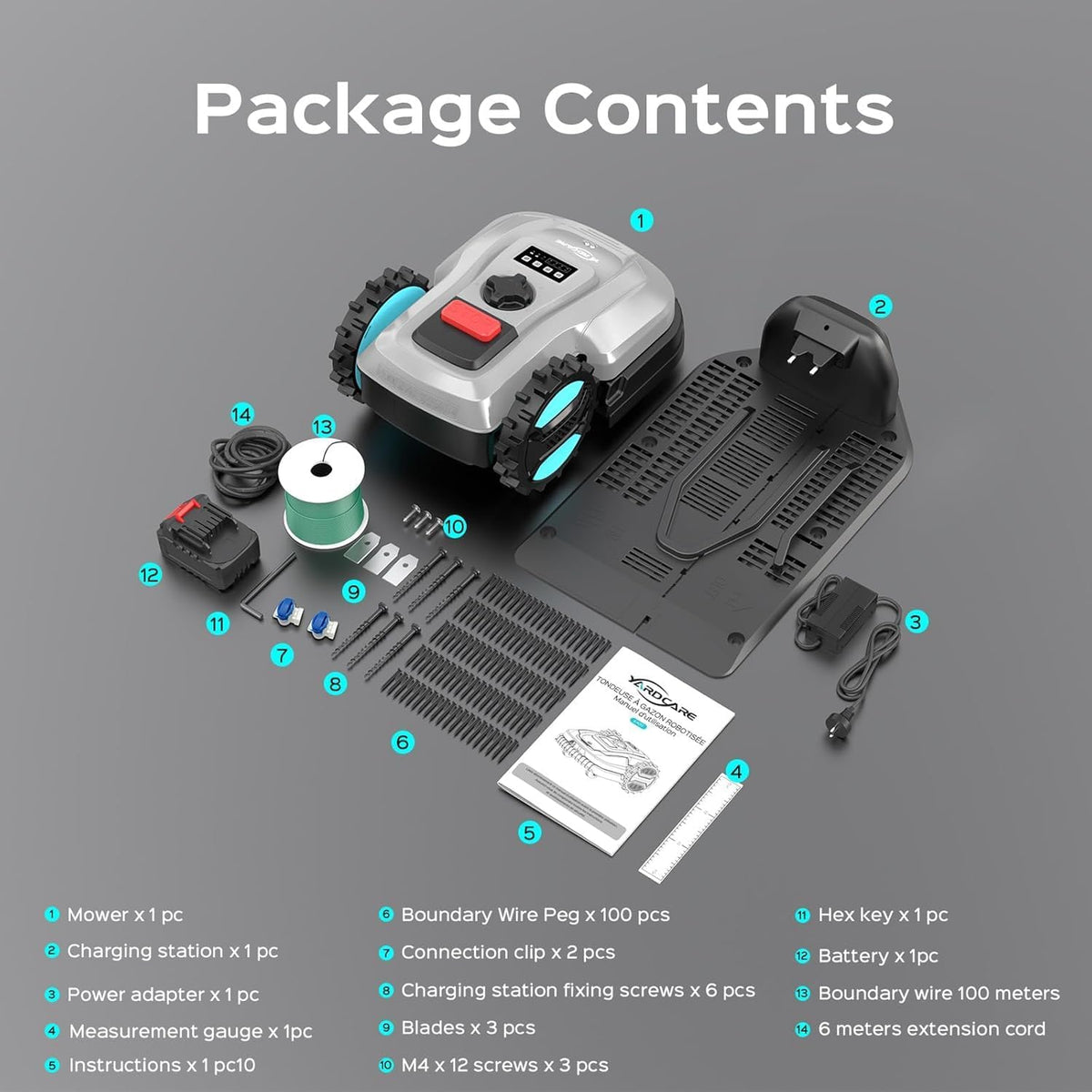 Robotmaaier – Gazonrobot – Grasmaaier – Automatische Maaier – Tuinmaaier – Stil Onder 60 dB – Instelbare Maaihoogte 20-60 mm