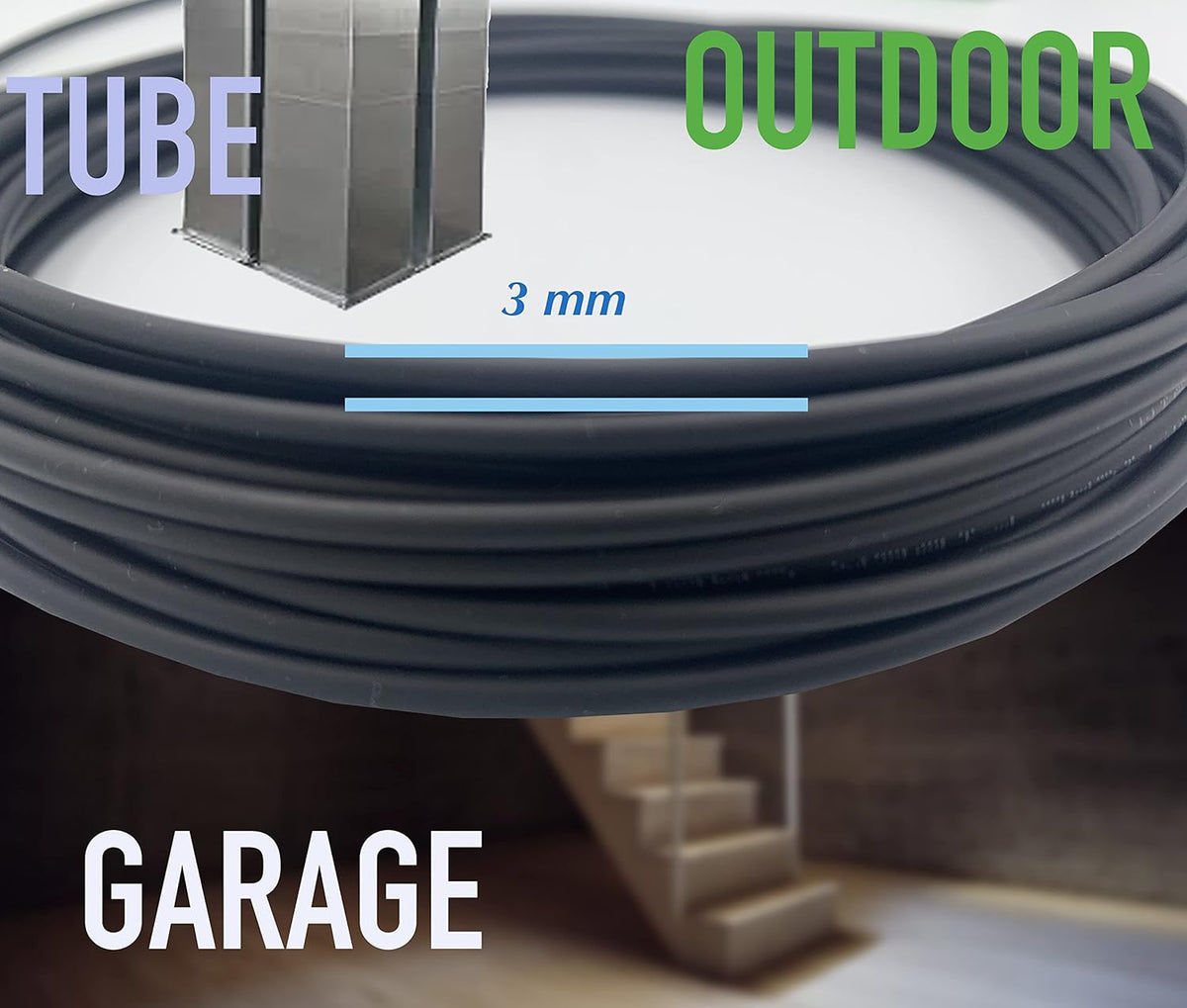 Elfcam® - Gepantserde staalvezel optische kabel voor buiten en binnen LC/UPC naar LC/UPC OM3 Multimode Duplex 50/125um Zwart (300M)