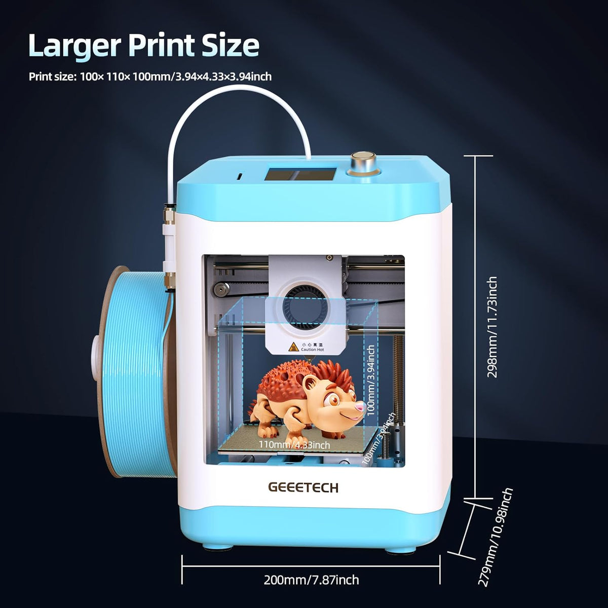 3D-printer – Mini 3D-printer – Desktop 3D-printer – Printer voor beginners – Creatieve 3D-printer – Directe Aangedreven Extruder – Printsnelheid Tot 250 Mm/s