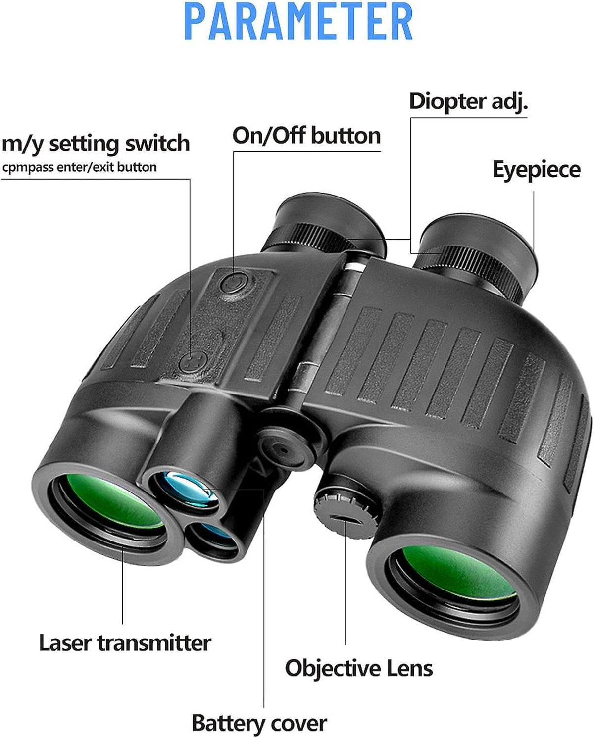 8x40 verrekijker voor volwassenen uitgerust met afstandsmeter en kompas, IP65 waterdichte UHD-verrekijker, gezichtsveld 8°, OLED-glas voor vogels kijken, zeilen, varen vissen