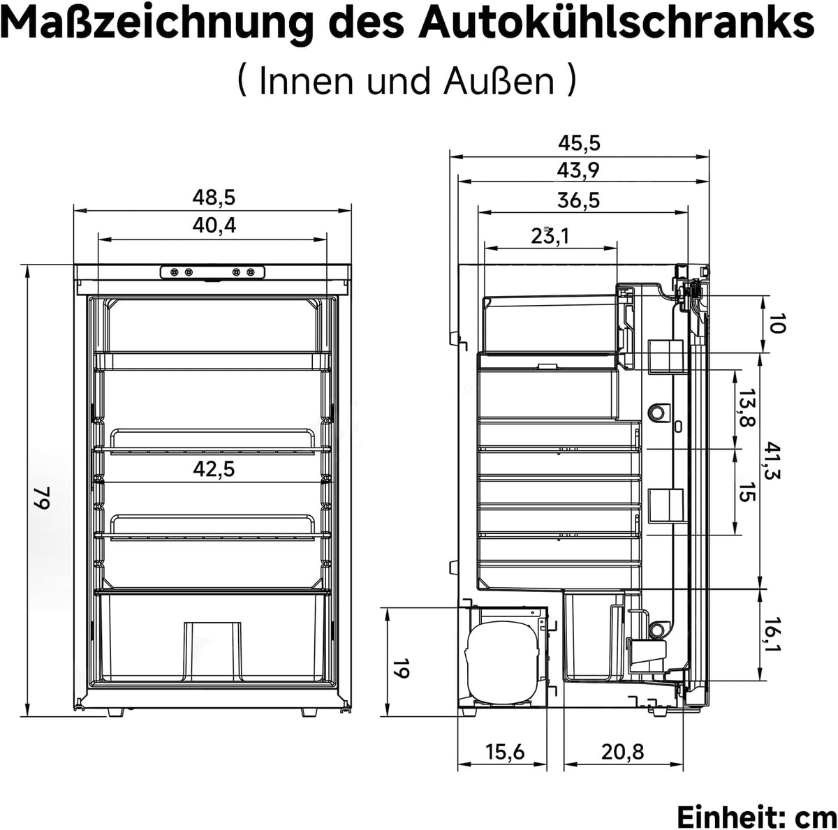 AAOBOSI 83L Compressorkoelkast, APP-Gestuurde Camperkoelkast, 12/24V DC, LED-Verlichte Voertuigkoeler, Bereikt -20 °C, Geschikt Voor Auto's, Vrachtwagens, Boten, Campers, Kamperen en Reizen