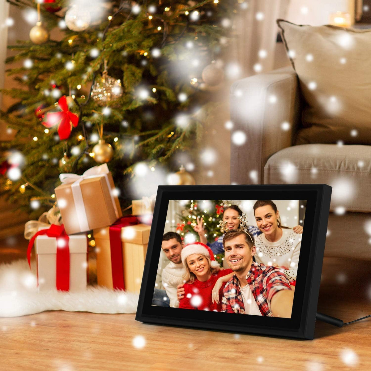 AEEZO Digitale fotolijst met wifi, 10 inch touchscreen, FHD, 2K-display, smart fotolijst met 16 GB geheugen, eenvoudige installatie voor het delen van foto's en video's, automatische rotatie (zwart)