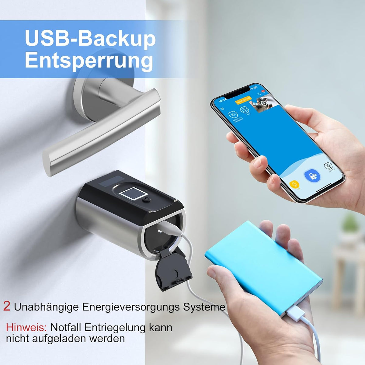 WELOCK SECBN51 elektronisch deurslot met vingerafdruk, voor huisdeur, RFID-kaarttransponder, Bluetooth wifi, app IP65, voor deuren van 30-70 mm