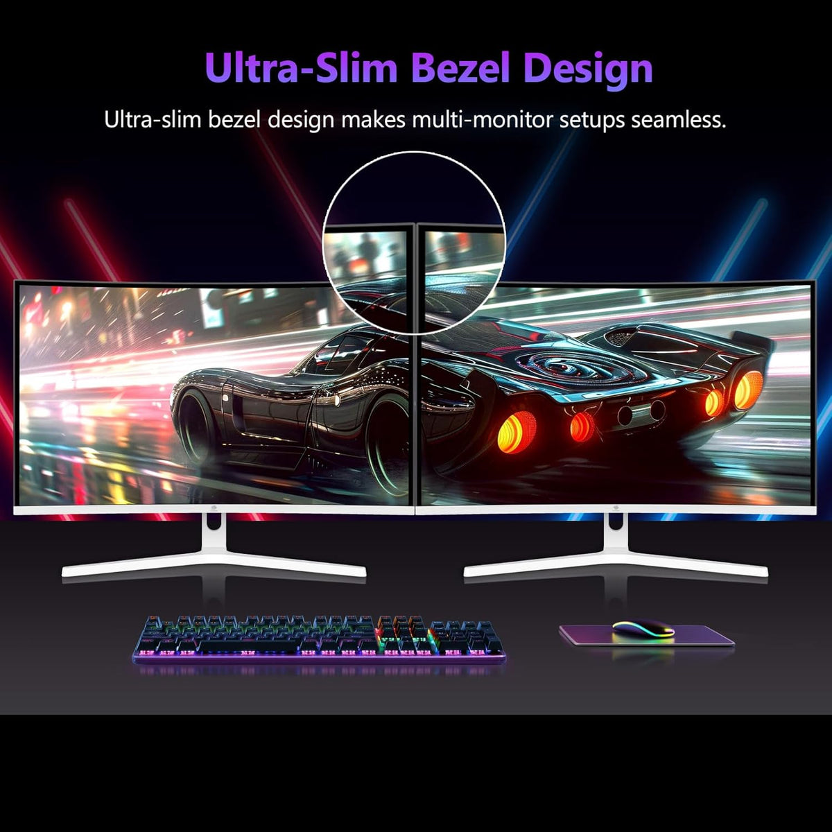 Z-Edge Gaming Monitor Curved White 27'' 300Hz (DP1.4*2), 1ms, FHD, FreeSync, 240Hz (HDMI2.0*2), 16:9 LED Gaming Monitor White, Adjustable Tilt, HDR, VA, 3000:1, RGB VESA(DP Cable Included)