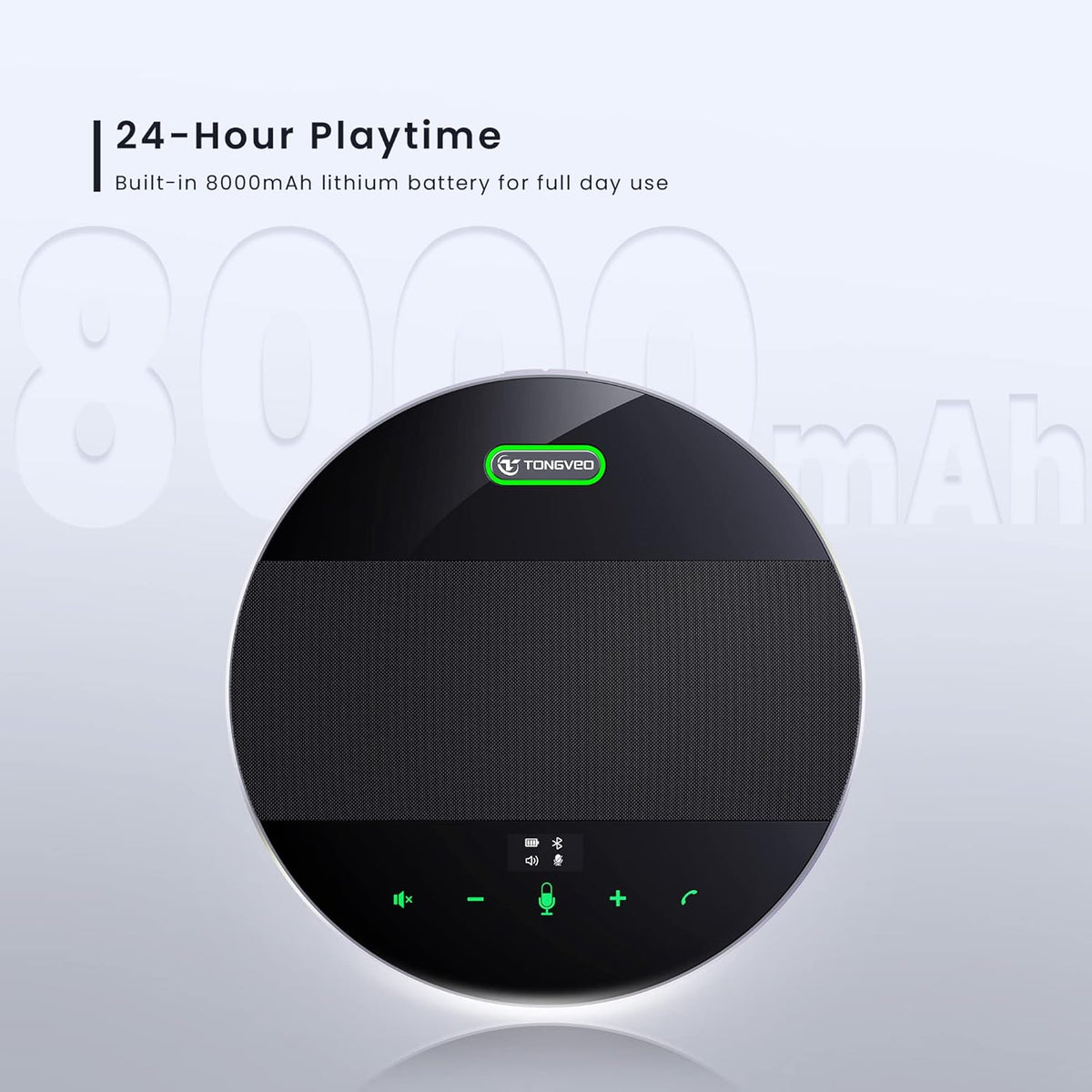 Conferentie Luidspreker en microfoon TONGVEO Bluetooth Draadloze Luidspreker AI Ruisonderdrukking, voor vergaderruimte Video Skype Call Home Office, 360º Luid en Clear Voice Pickup