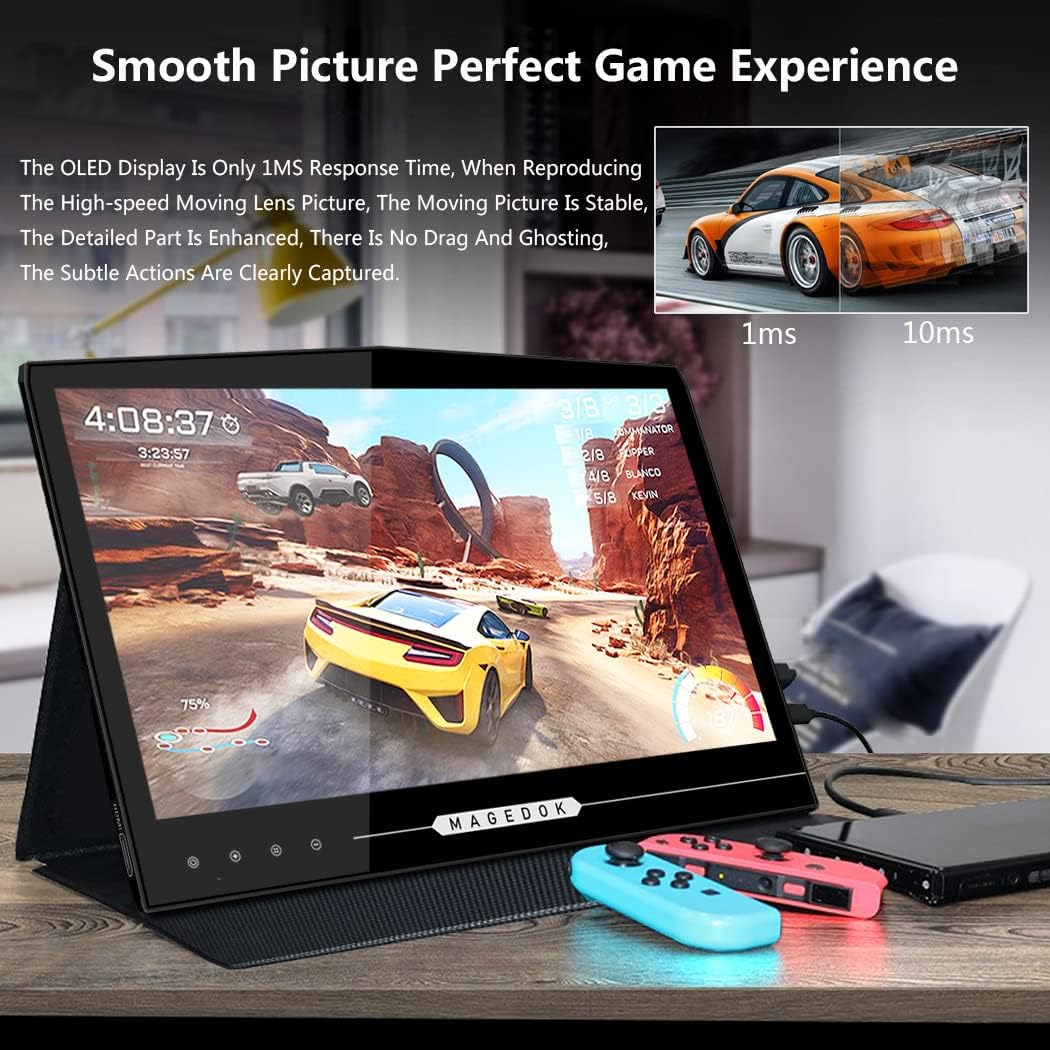 13.3 Inch 2k OLED Portable Monitor Touch Screen, 54000:1, Freesync QHD IPS, 100% DCI-P3 1ms Portable Monitor for Laptop, Smartphone, Game Consoles, etc. - QUORE