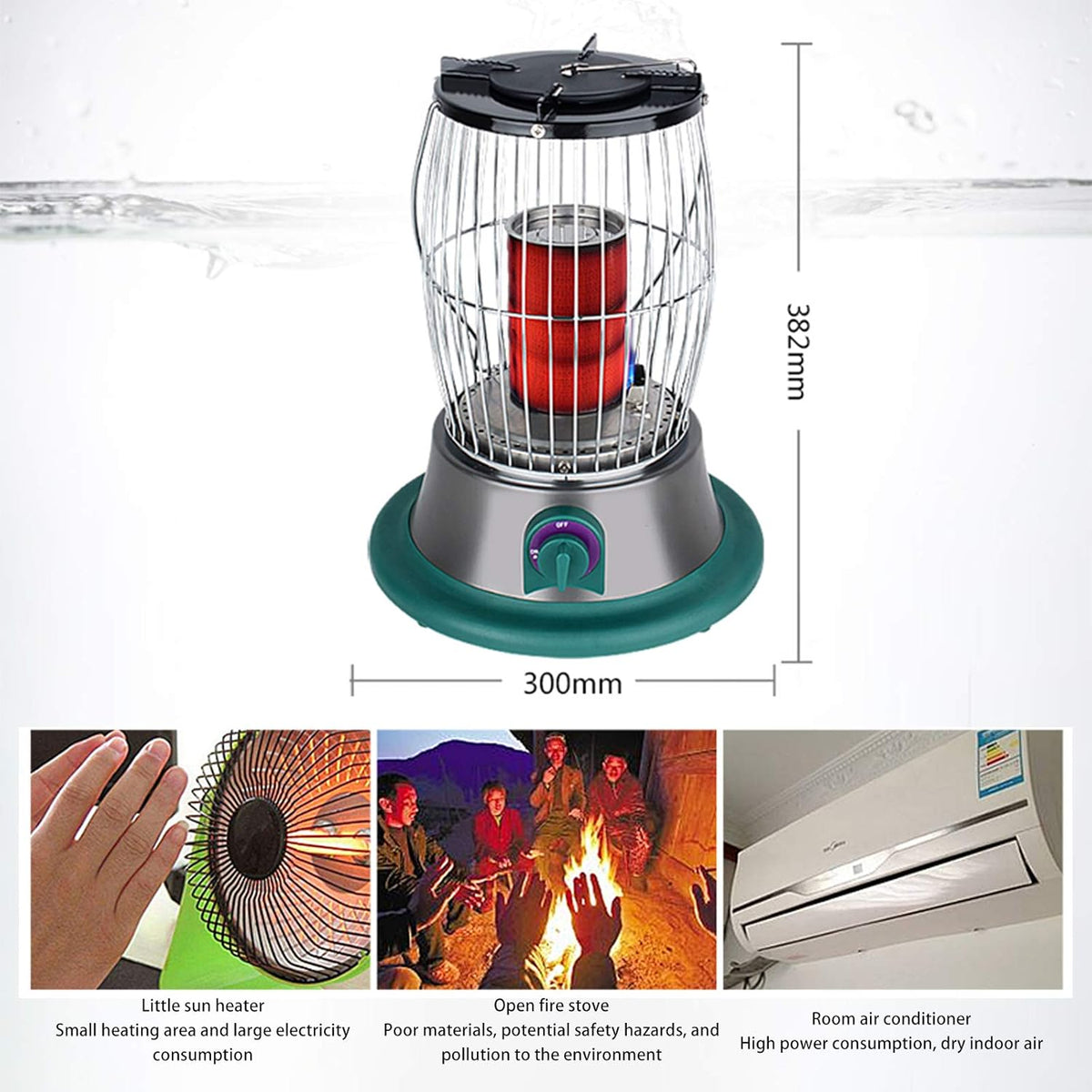 Draagbare Outdoor Visgaskachel – Gasverwarming – Terrasverwarmer – Buitenverwarmer – Campingkachel – Snelle Verwarming – 3,7 kW Vermogen – 360° Winddicht
