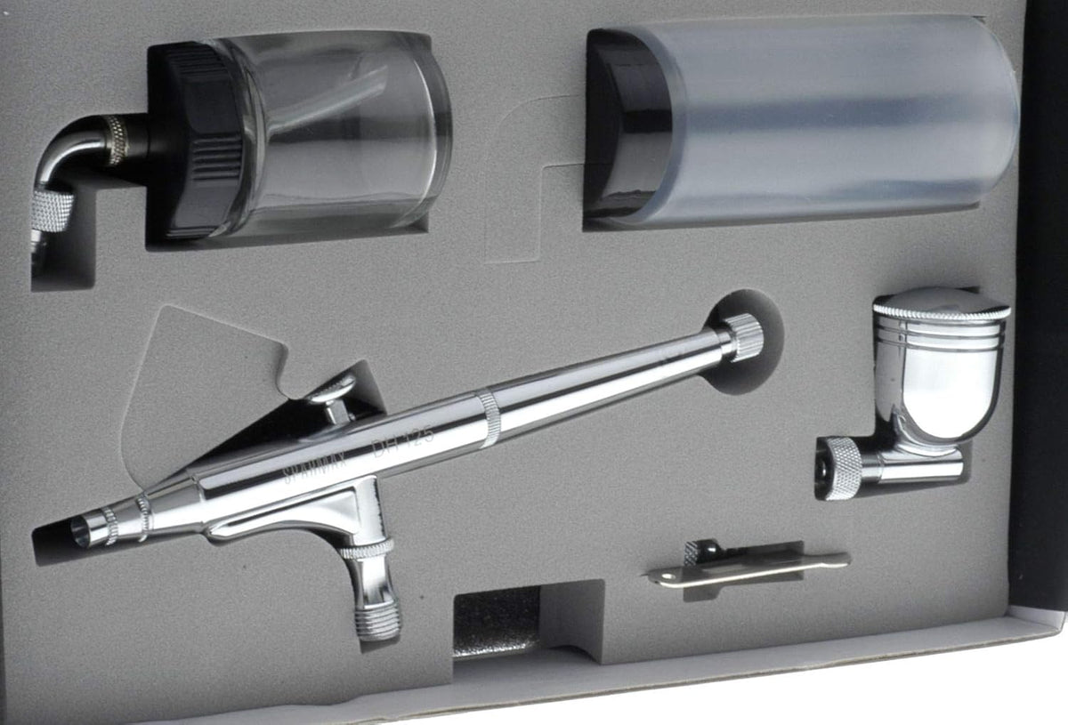 Sparmax DH125 Airbrush-pistool met dubbel effect, chroom, 0,5 mm