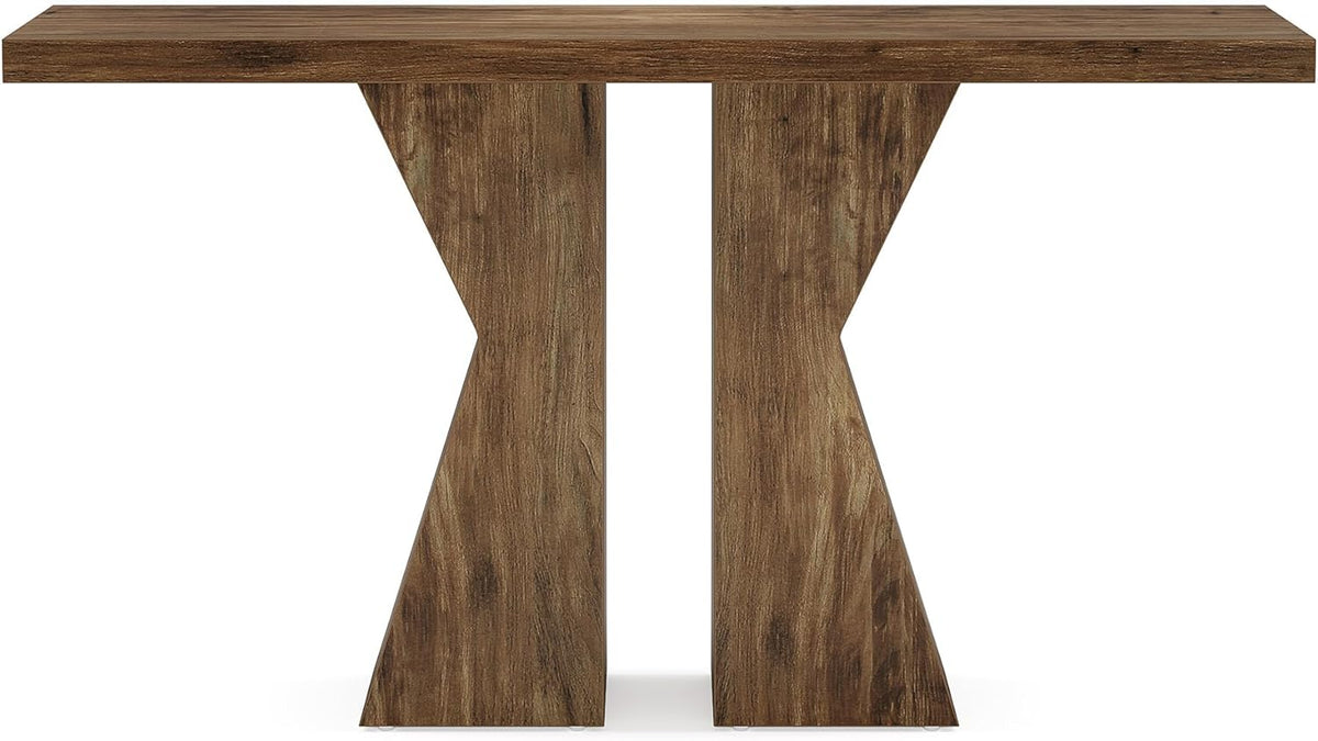 Tribesigns Farm Entrance, 55.12 Inch Console Table Behind Sofa Wooden Bench Table, Narrow Corridor Table, Foyer Entrance Table with K-Shaped Frame for Entrance, Living Room, Rustic Brown