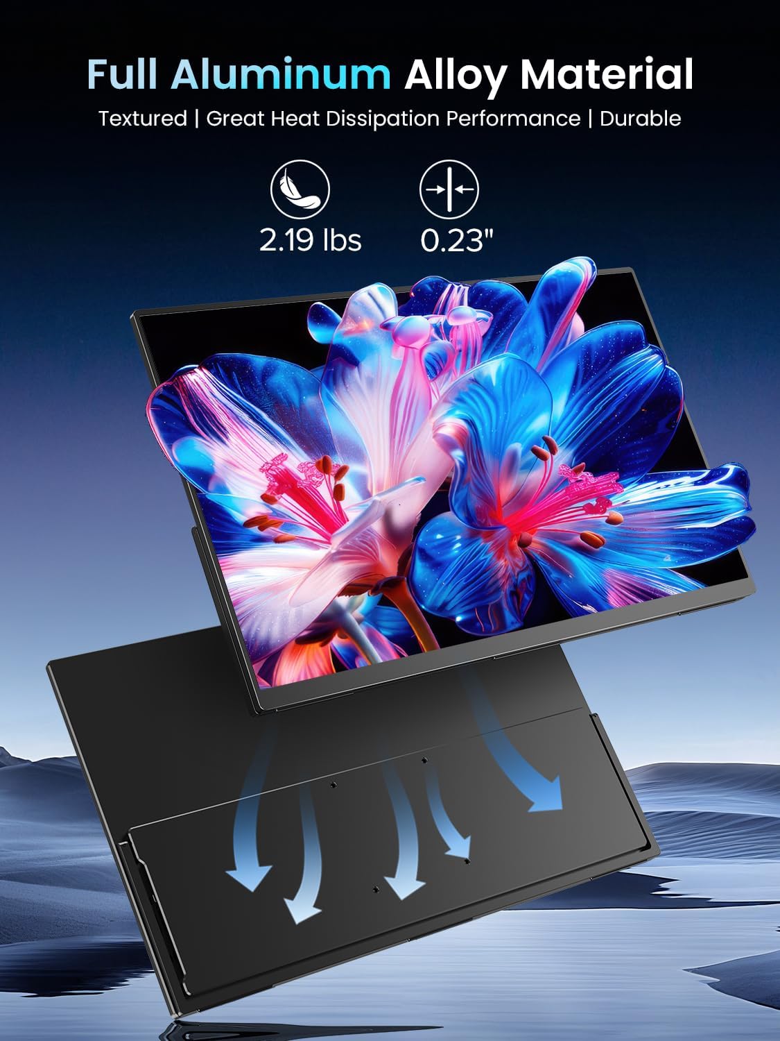 UPERFECT 17.3" 4K 120Hz QLED Portable Monitor 1500:1 500 Nits 100% DCI-P3 UHD 3840x2160 IPS Matte Screen with mini HDMI USB C Stand for PC Laptop and Game Consoles, Metal Housing, VESA compatible - QUORE