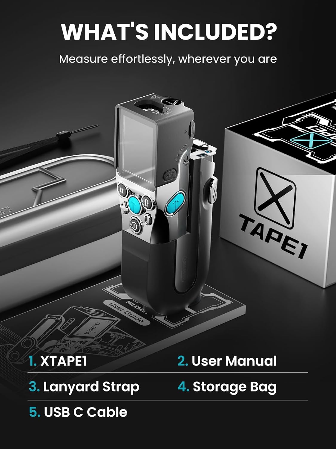 Mileseey Digitale Meetapparaat Met Laser, Xtape1 Professionele Nauwkeurige Lasermeetgereedschap Met Onmiddellijke Digitale Uitlezing, Groen Uitlijning Laser, Vervangbare Messen Modulair