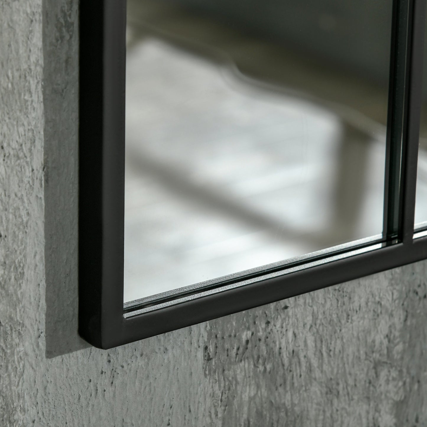 Wandspiegel – Spiegel – Muurspiegel – Zwart Spiegel – Metaal Spiegel – Zwart Metalen Frame – 91 x 60 cm – Industrieel Design